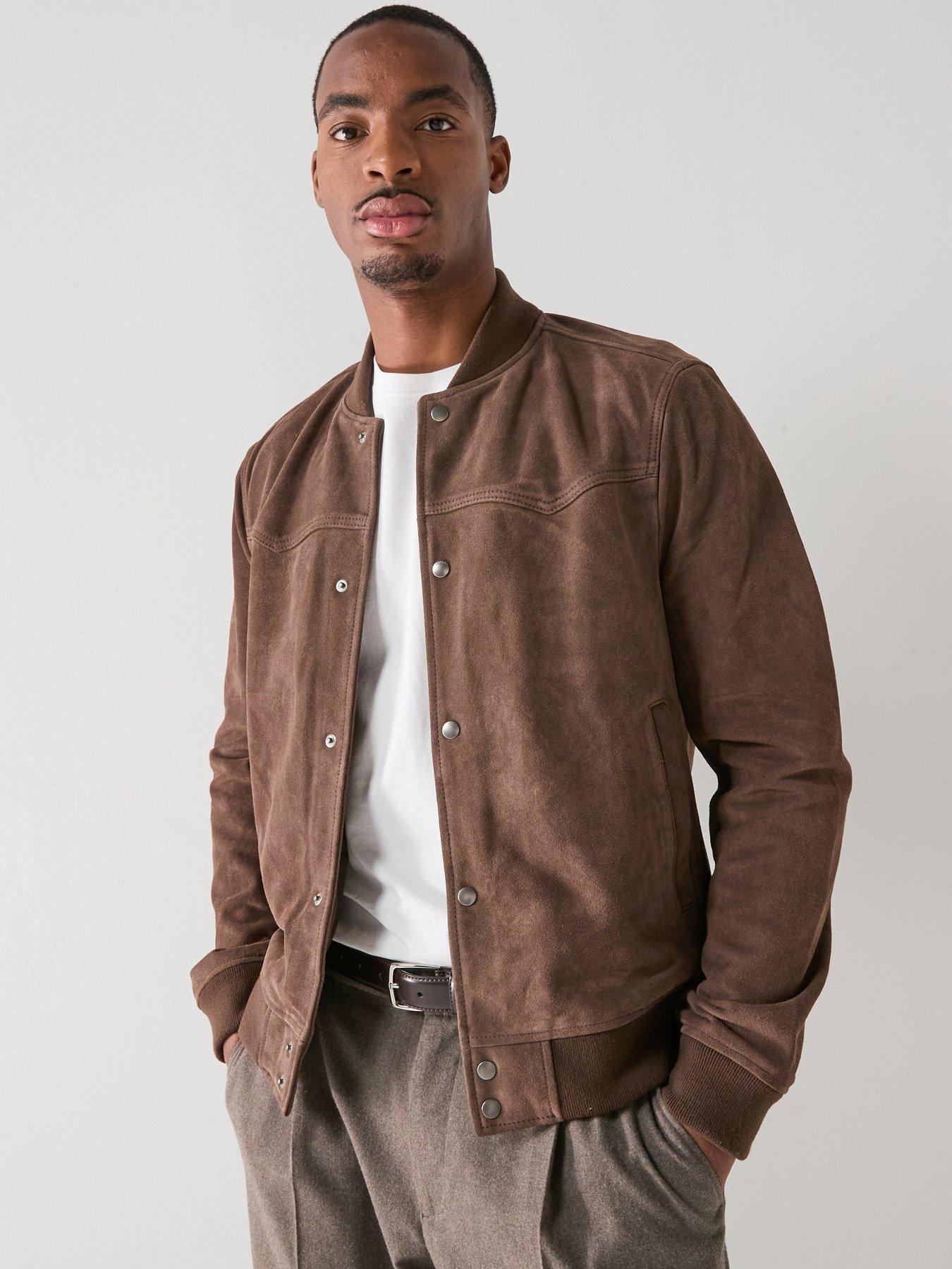 allsaints-stafford-bomber-jacket-brownfront