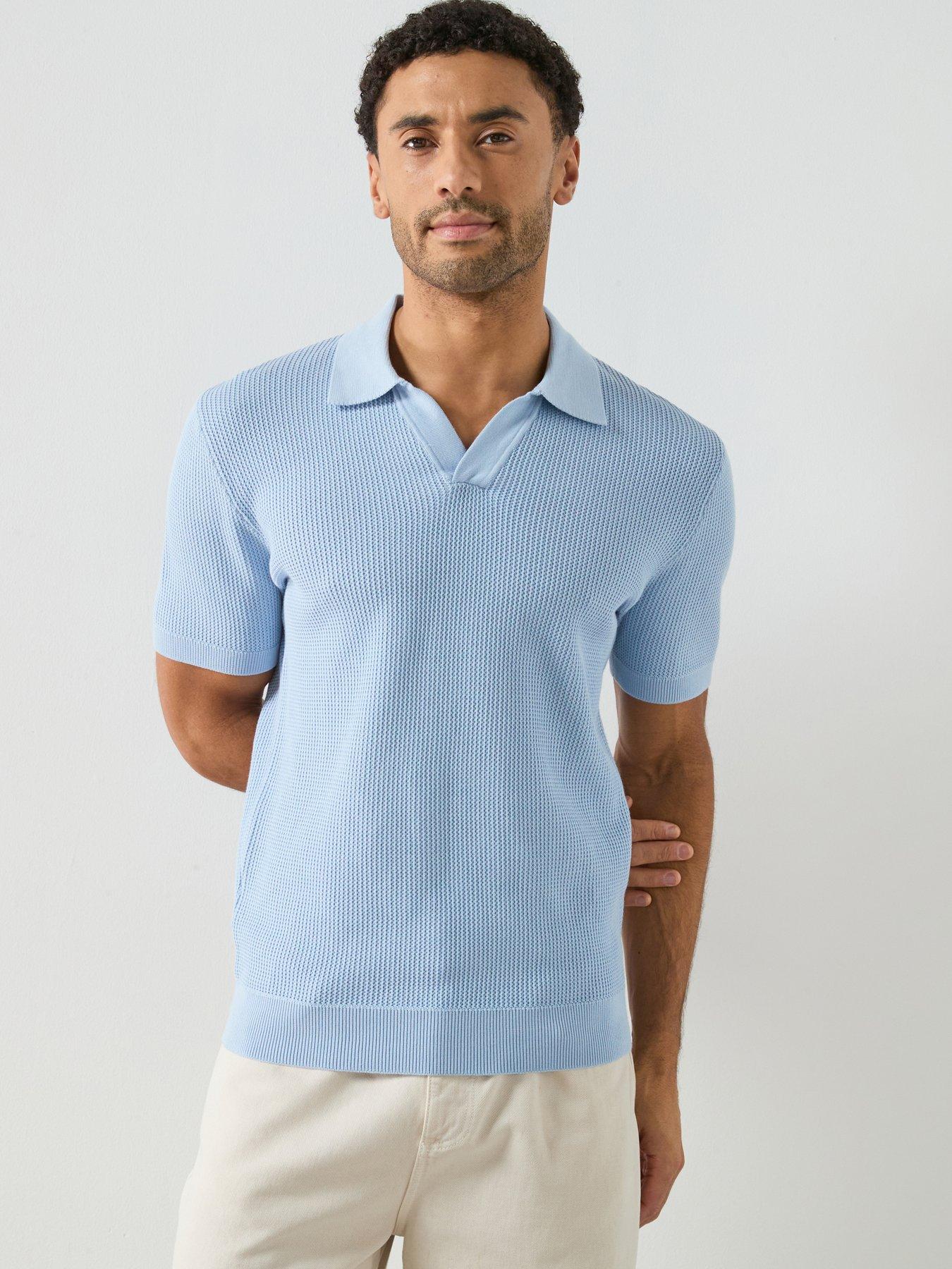 mango-salas-short-sleeve-open-collar-polo-shirt-bluefront