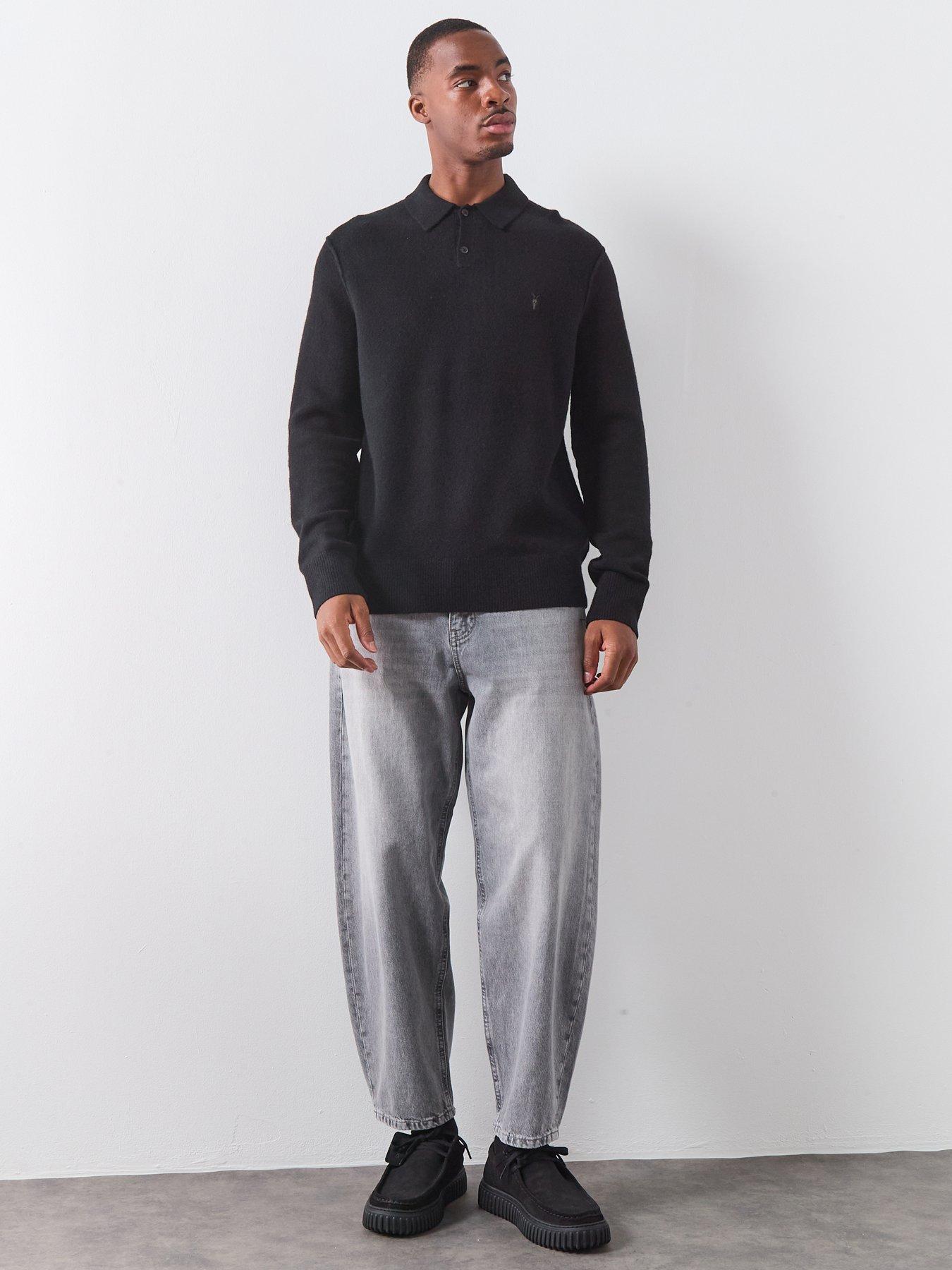 allsaints-statten-long-sleeve-knitted-polo-top-blackdetail