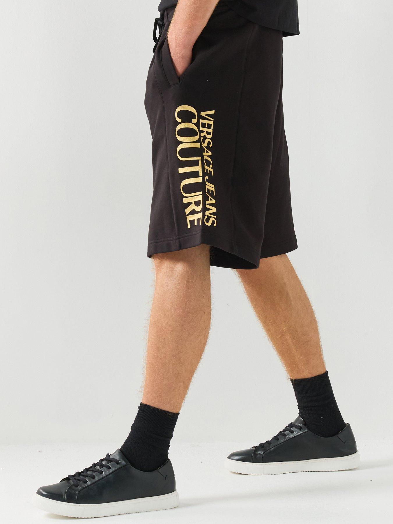 Versace Jeans Couture Foil Logo Jersey Regular Fit Shorts - Black