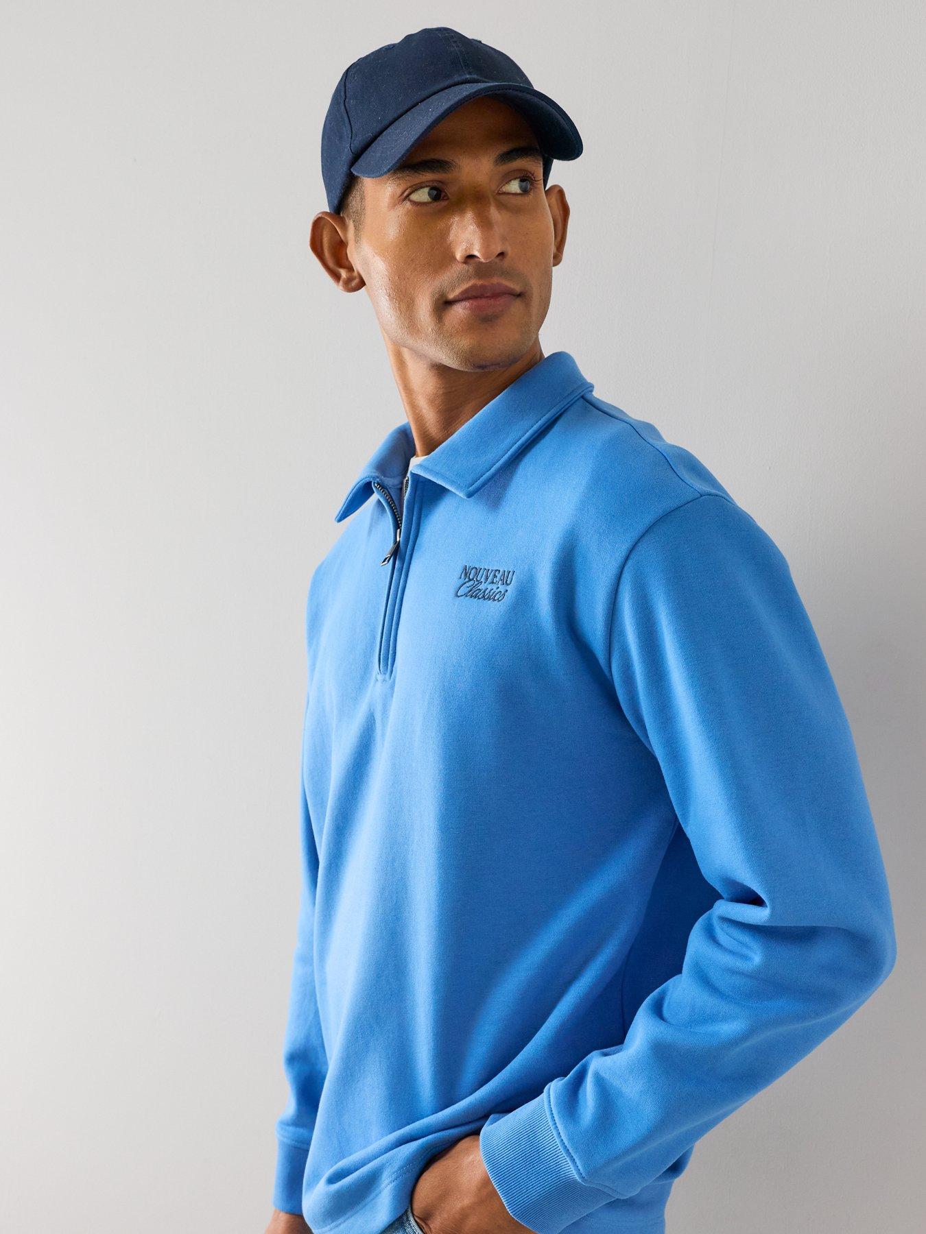 Image 4 of 7 of The Very Collection Cotton Blend 1/4 Zip Embroidered Sweatshirt - Blue