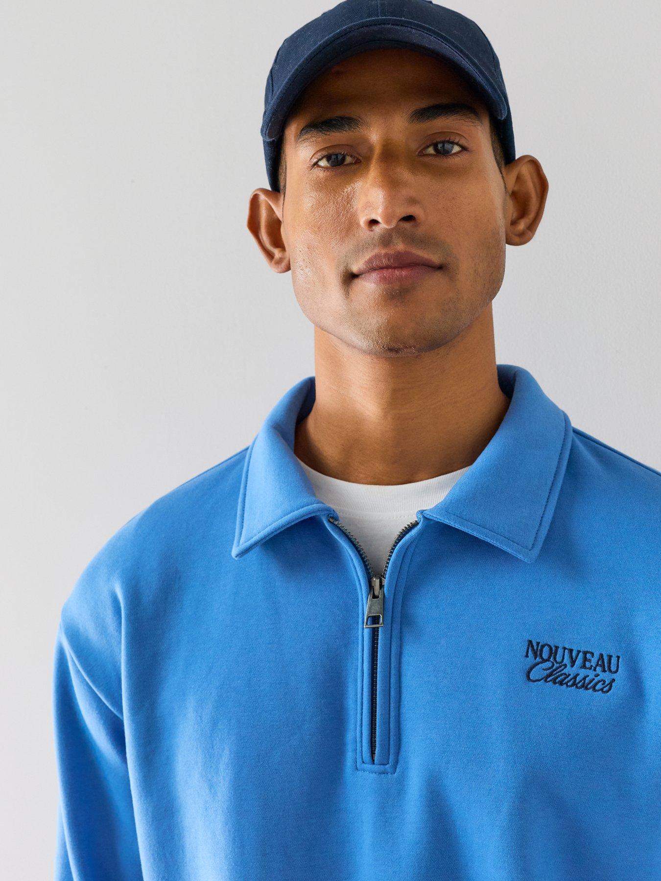 Image 5 of 7 of The Very Collection Cotton Blend 1/4 Zip Embroidered Sweatshirt - Blue