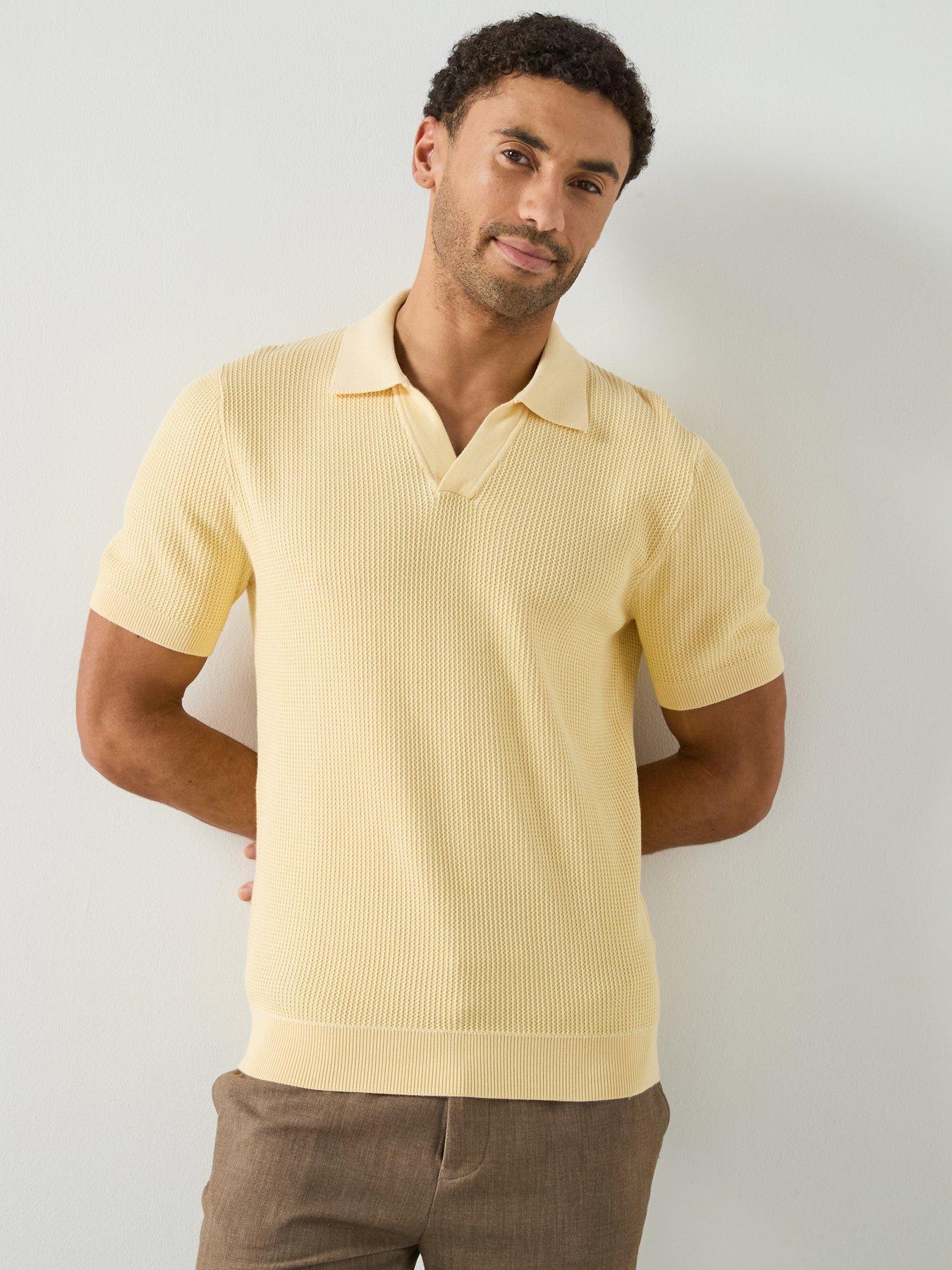 mango-salas-short-sleeve-open-collar-polo-shirt-yellowfront