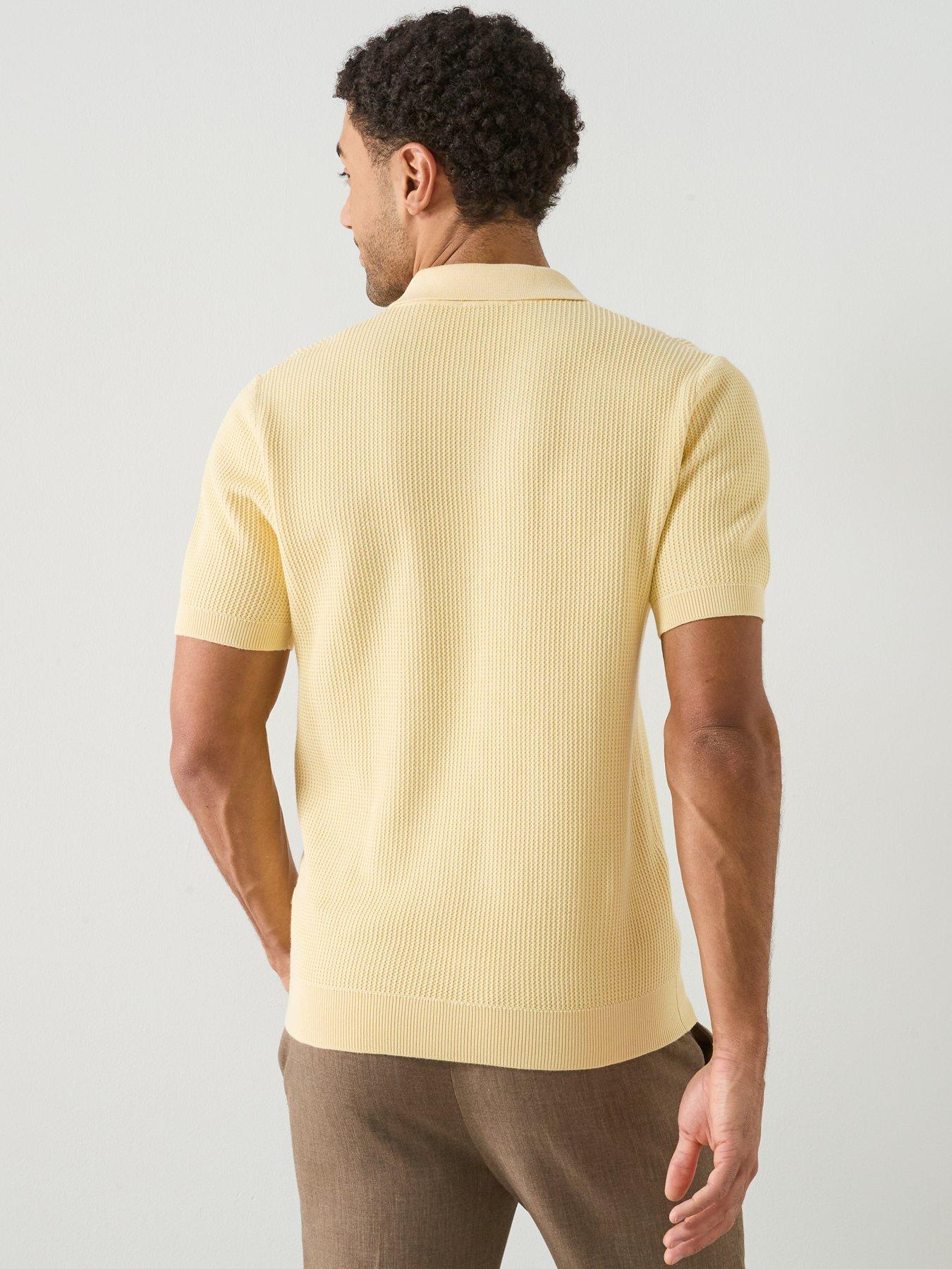 mango-salas-short-sleeve-open-collar-polo-shirt-yellowstillFront