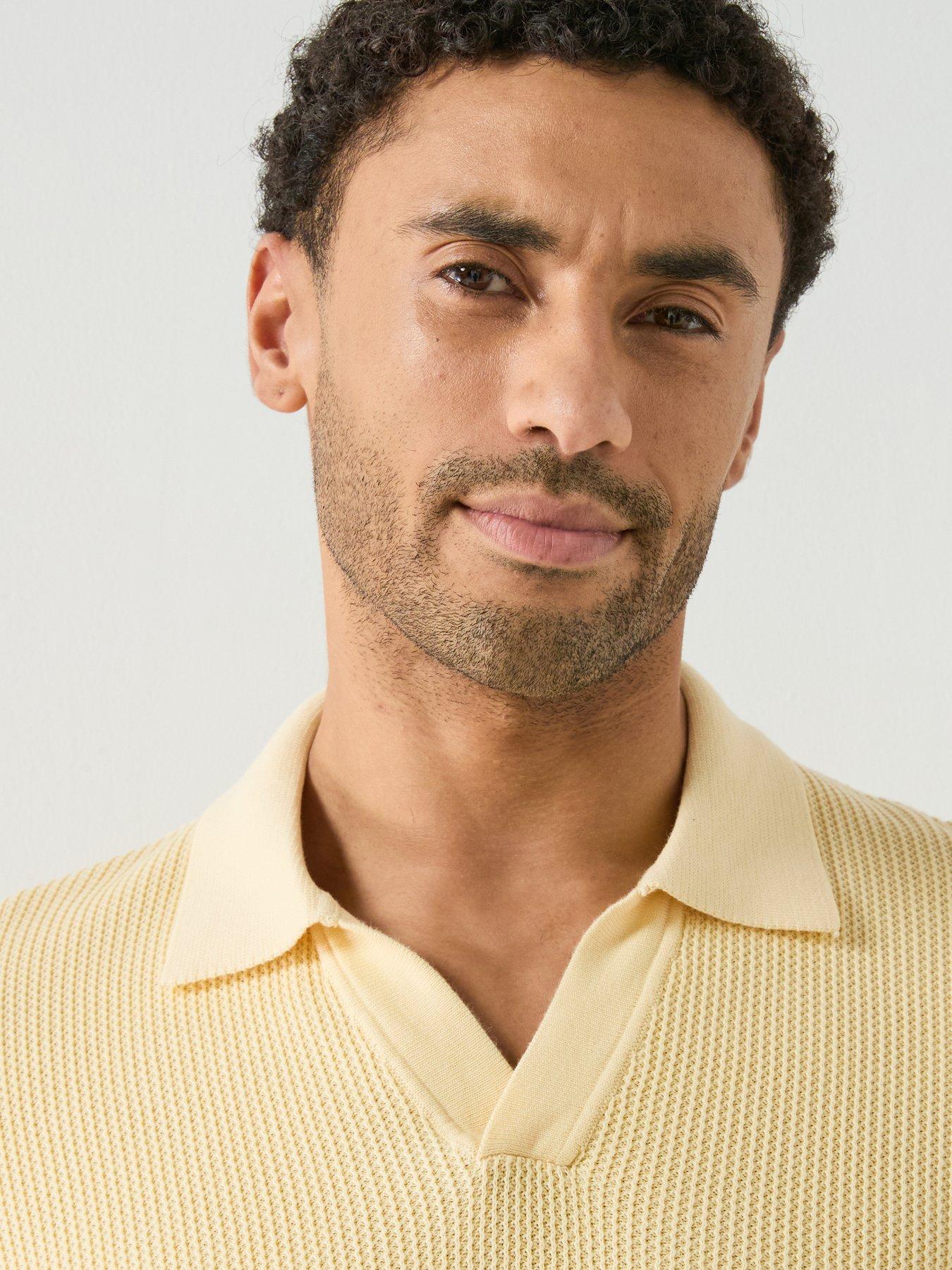 mango-salas-short-sleeve-open-collar-polo-shirt-yellowoutfit