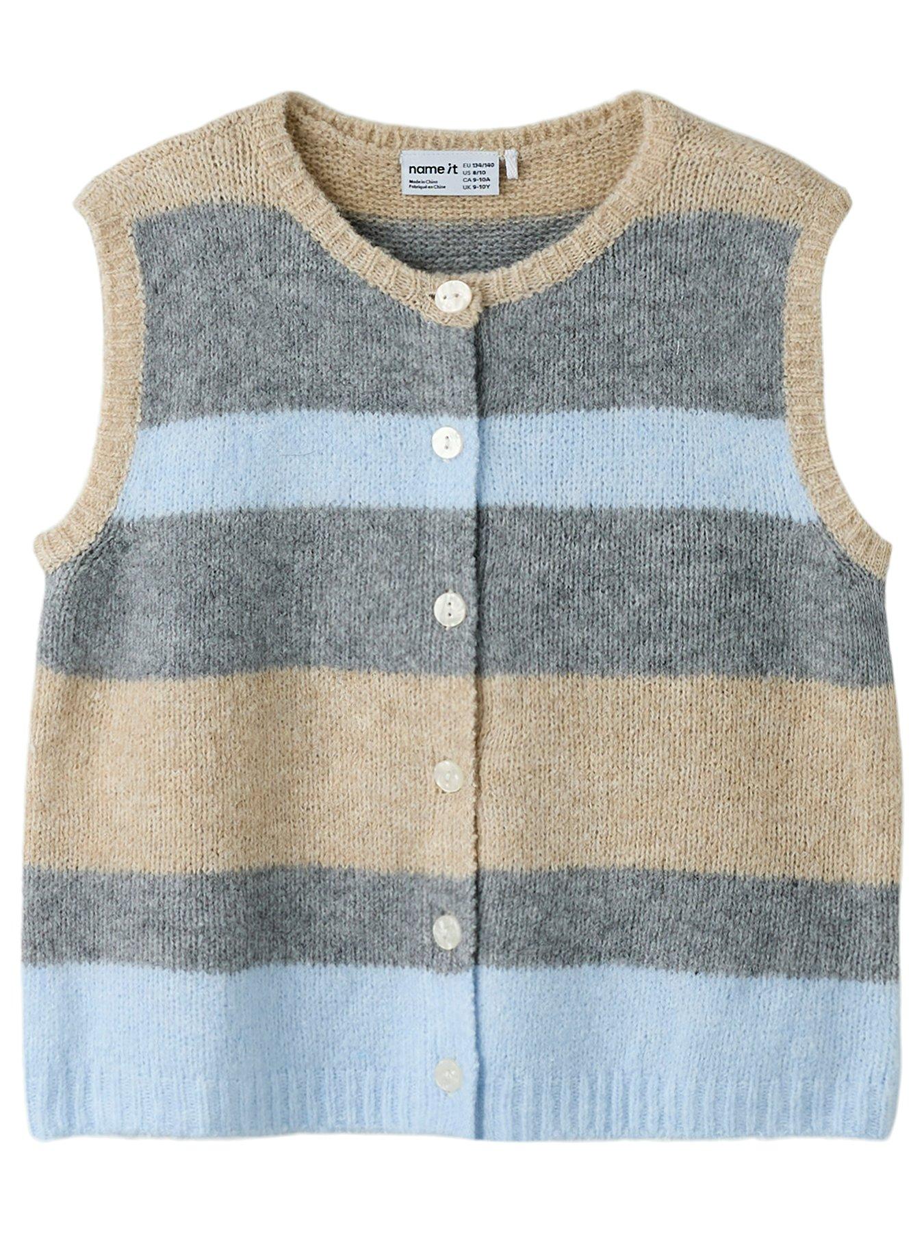 Image 1 of 3 of Name It Girls Striped Knitted Vest - Multi