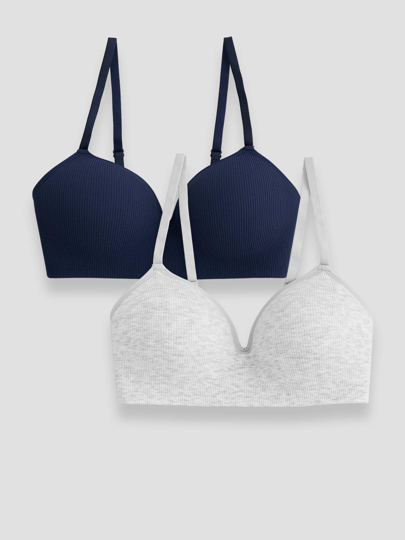 Image 1 of 7 of The Very Collection 2 Pack Seamless Padded Bralette - Grey/Navy