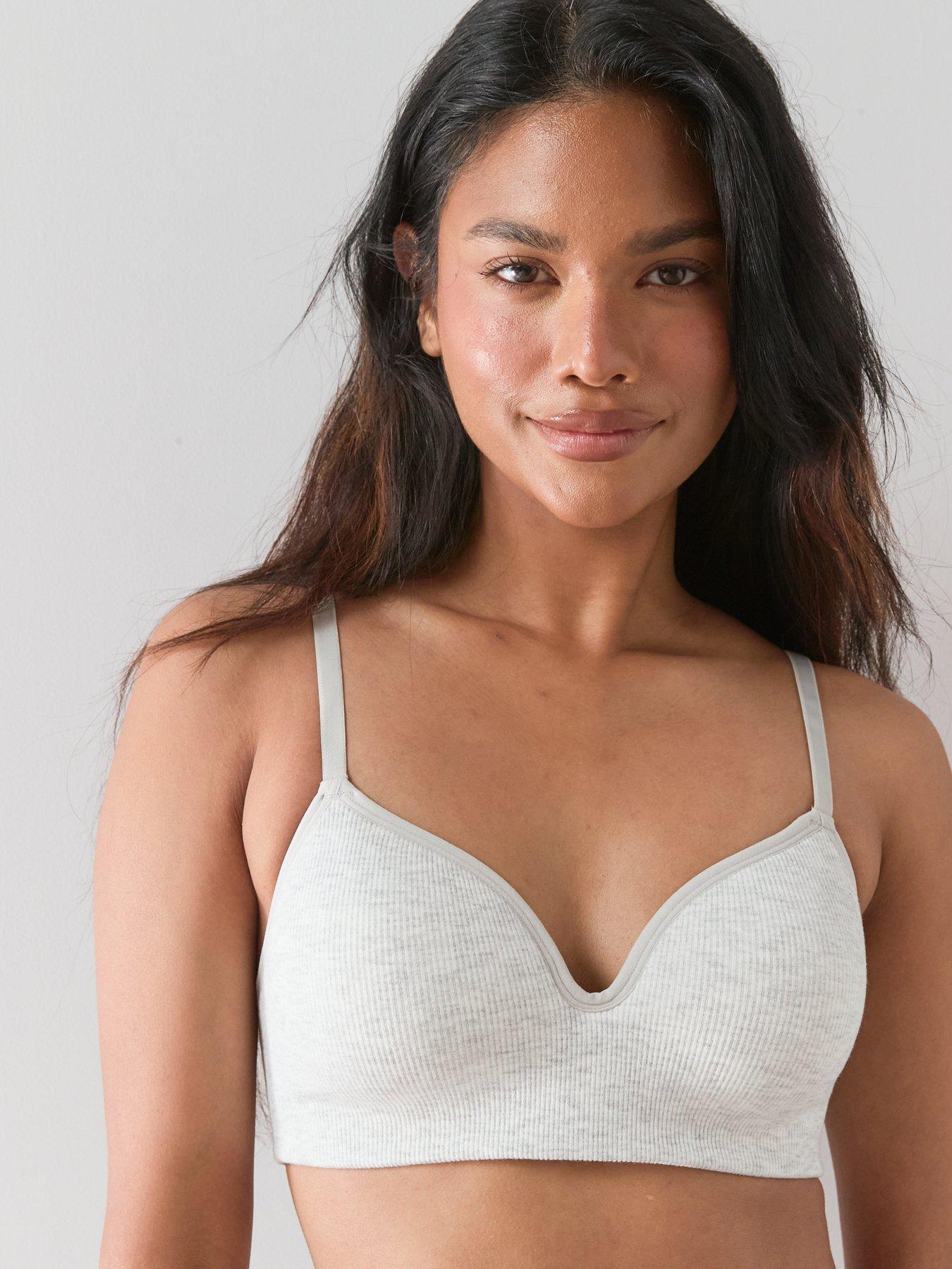 Image 5 of 7 of The Very Collection 2 Pack Seamless Padded Bralette - Grey/Navy