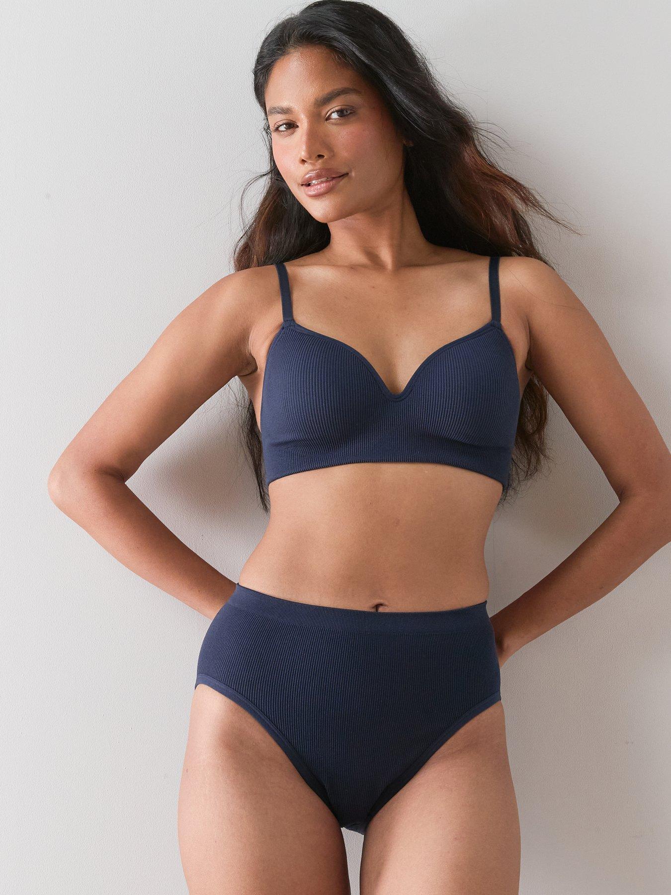 Image 7 of 7 of The Very Collection 2 Pack Seamless Padded Bralette - Grey/Navy