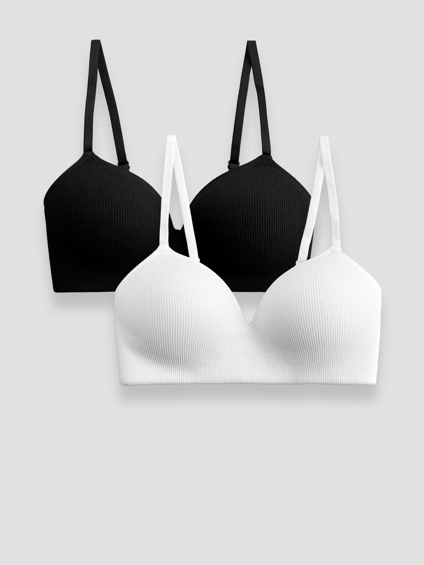 Image 1 of 7 of The Very Collection 2 Pack Seamless Padded Bralette - Black/White