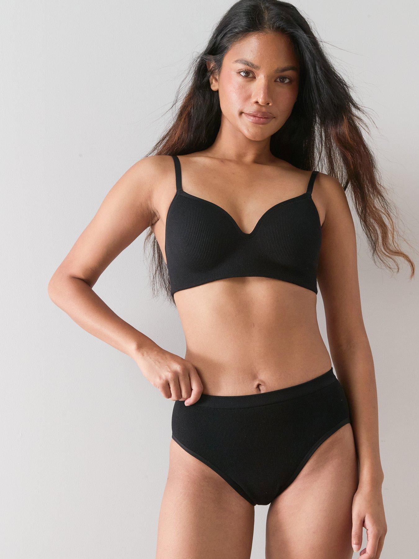 Image 2 of 7 of The Very Collection 2 Pack Seamless Padded Bralette - Black/White