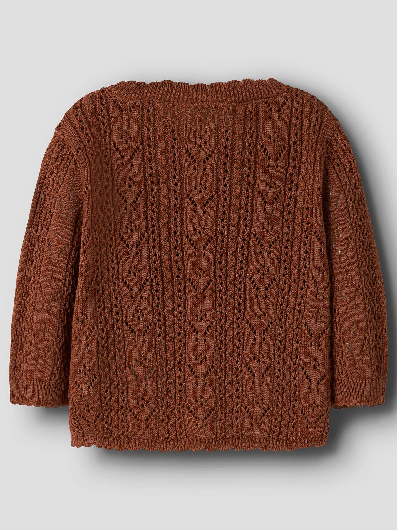 Image 3 of 5 of Lil Atelier Baby Girls Pointelle Cardigan - Red