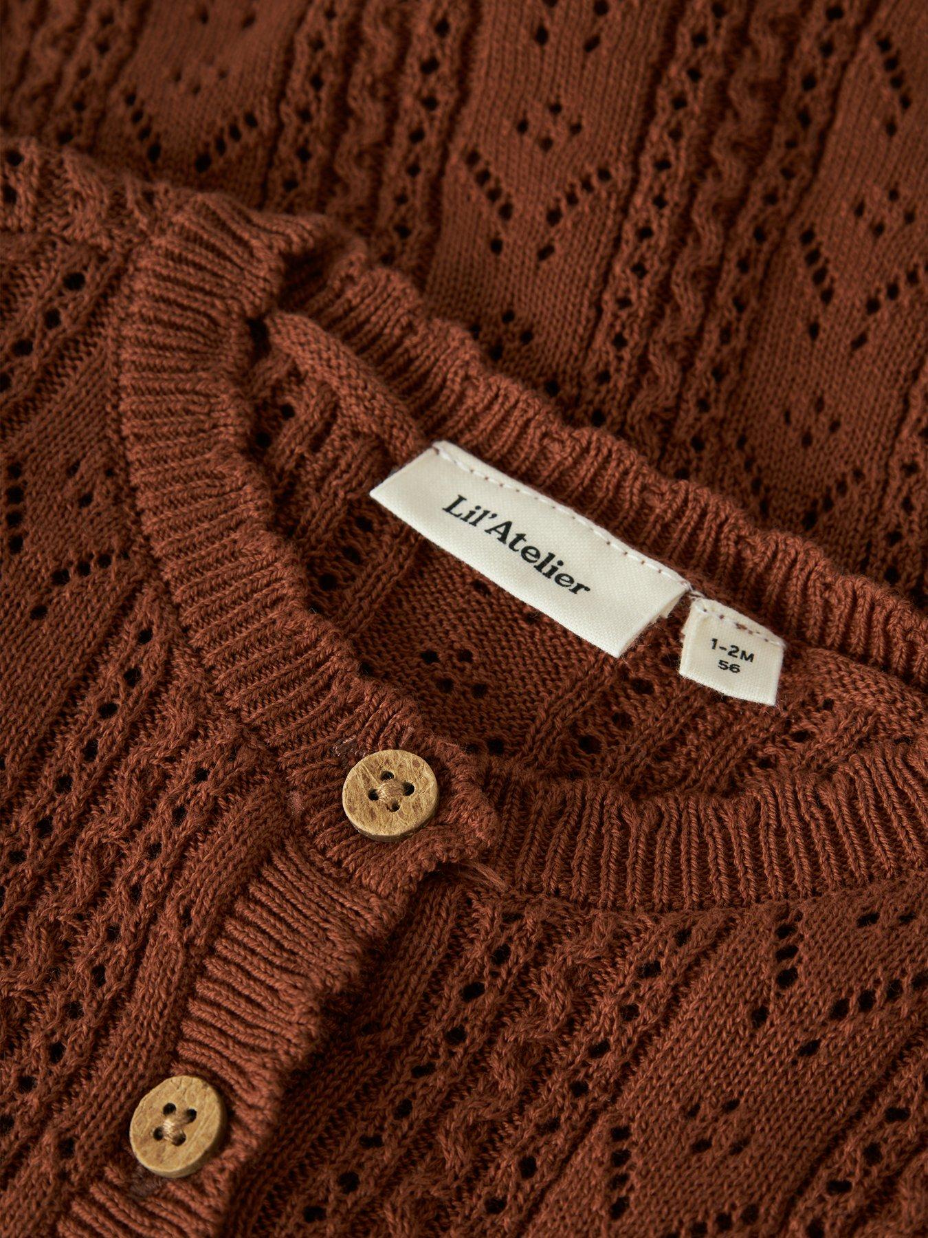 Image 5 of 5 of Lil Atelier Baby Girls Pointelle Cardigan - Red
