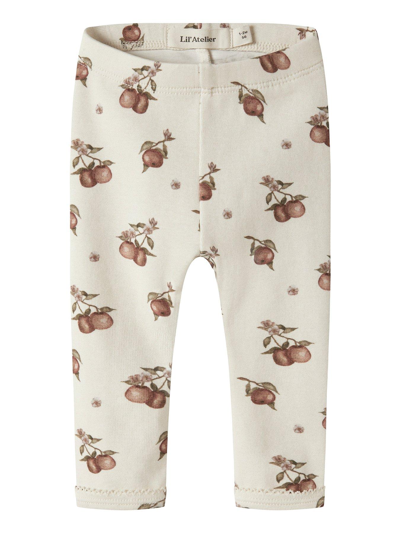 Image 1 of 3 of Lil Atelier Baby Girls Apple Printed Leggings - Cream