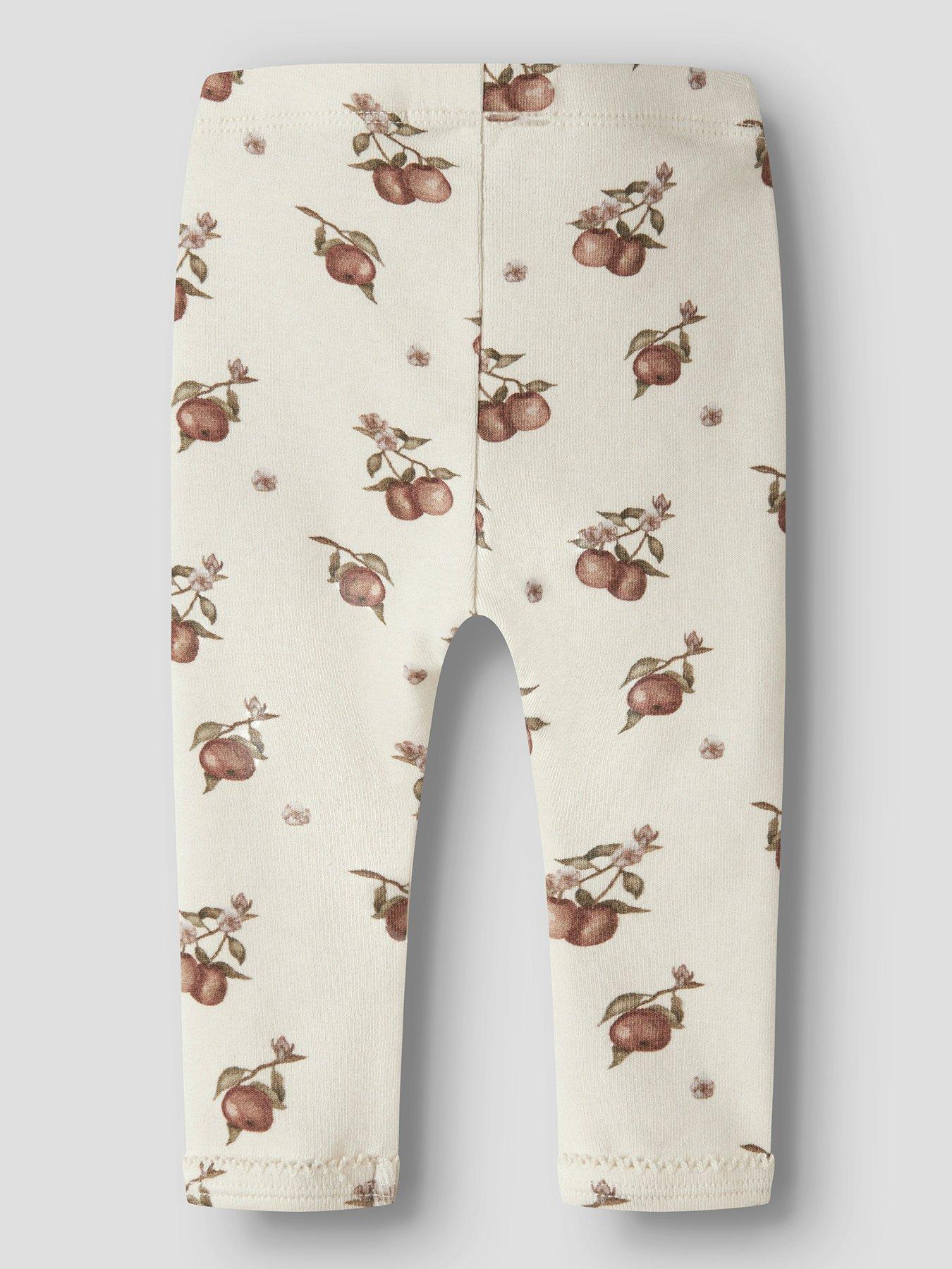 Image 2 of 3 of Lil Atelier Baby Girls Apple Printed Leggings - Cream