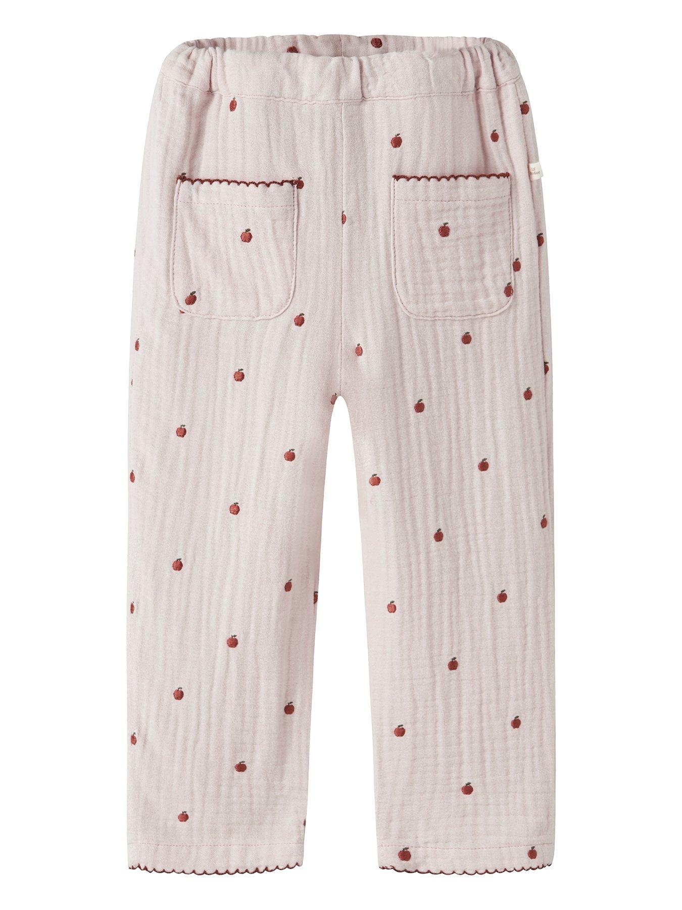 Lil Atelier Miin Girls Apple Embroidered Co-ord Trousers - Light Pink