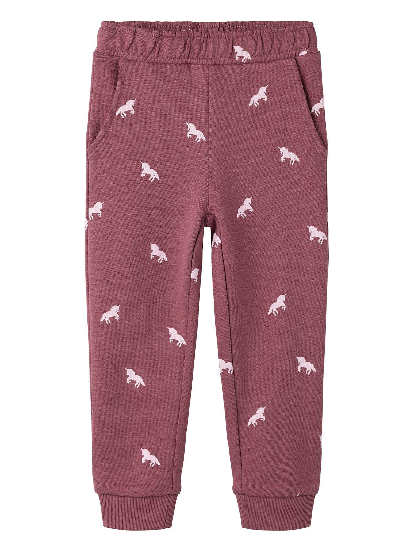 Name It Mini Girls Unicorn Print Co-ord Joggers - Brown
