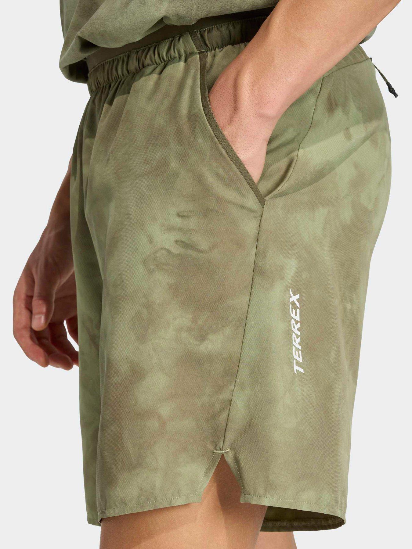 Image 4 of 5 of adidas Terrex Mens Mountain Printed Shorts - Green