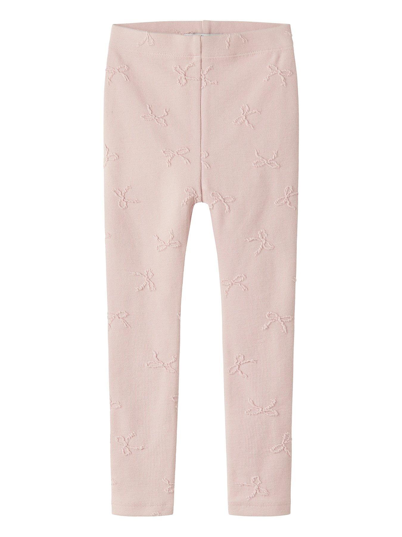 Name It Mini Girls Bow Embroidered Co-ord Leggings - Pink