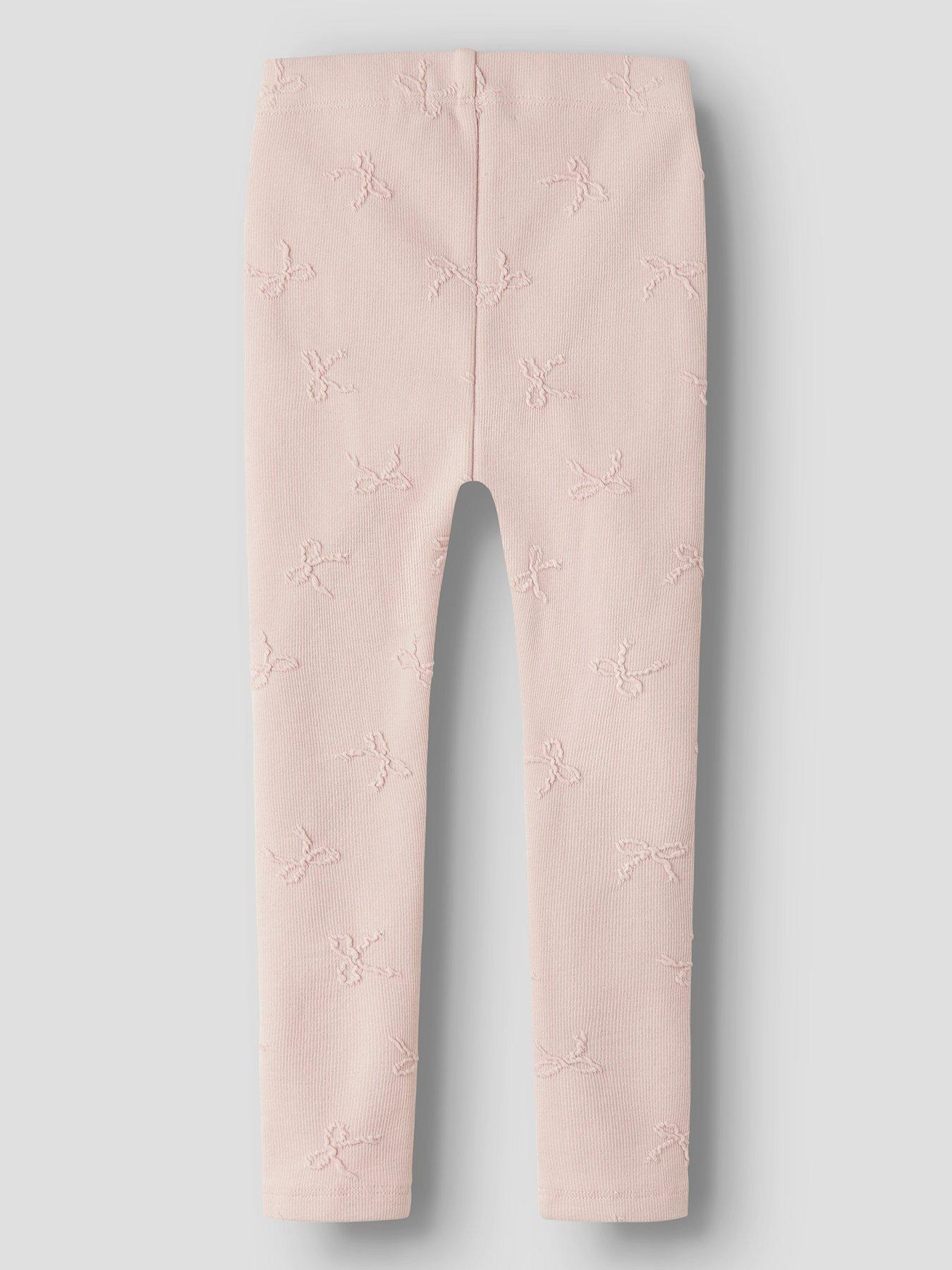 Image 2 of 3 of Name It Mini Girls Bow Embroidered Co-ord Leggings - Pink