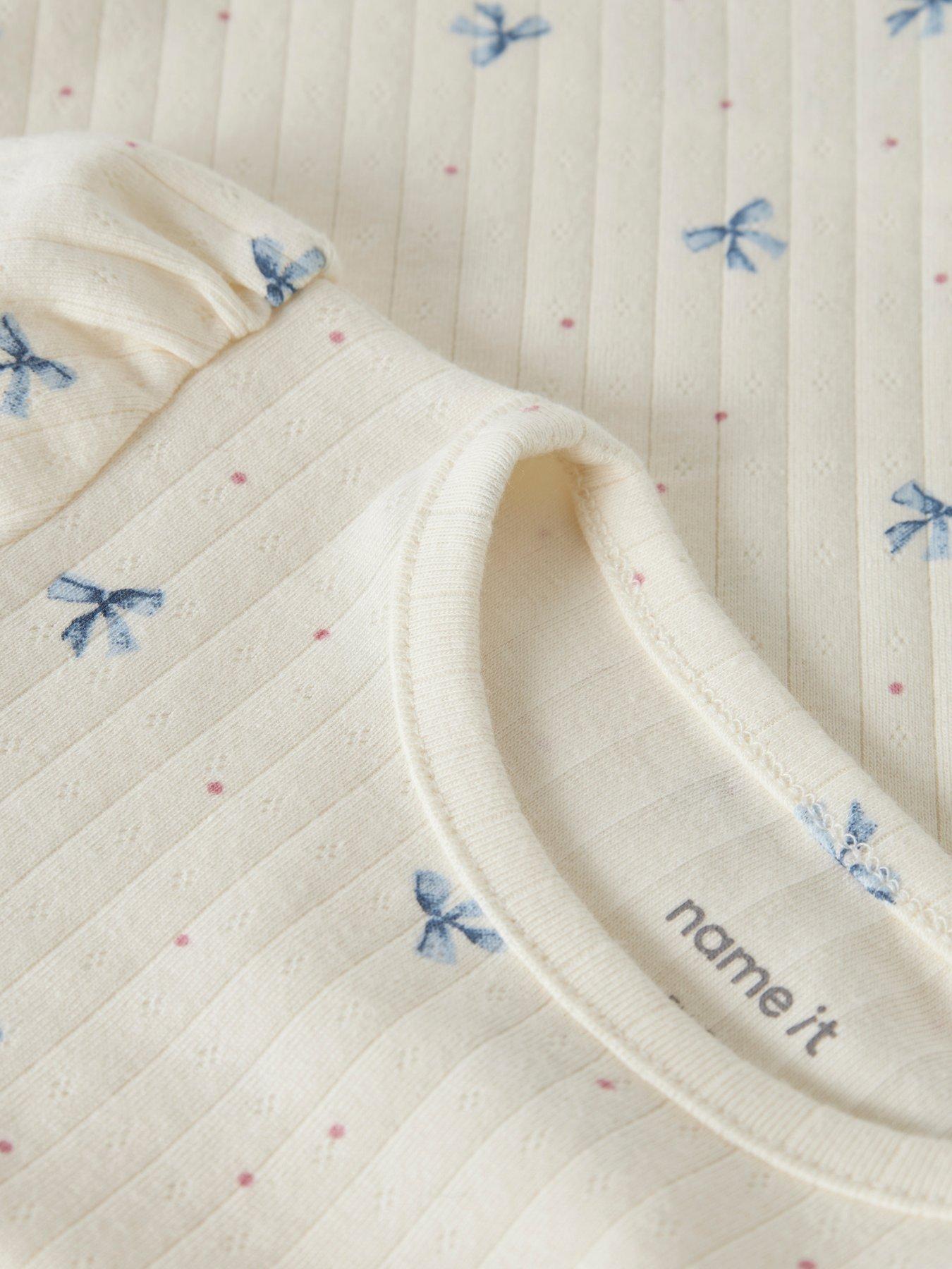 Image 3 of 3 of Name It Mini Girls Bow Print Long Sleeve Tshirt - Cream
