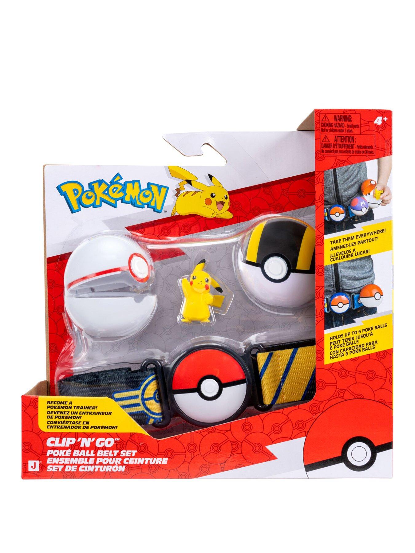 Pokemon Pokemon Pikachu Clip ‘N' Go Belt Set - 2-Inch Pikachu Battle Figure with Premier Ball, Ultra Ball, and Electric-Type Themed Belt