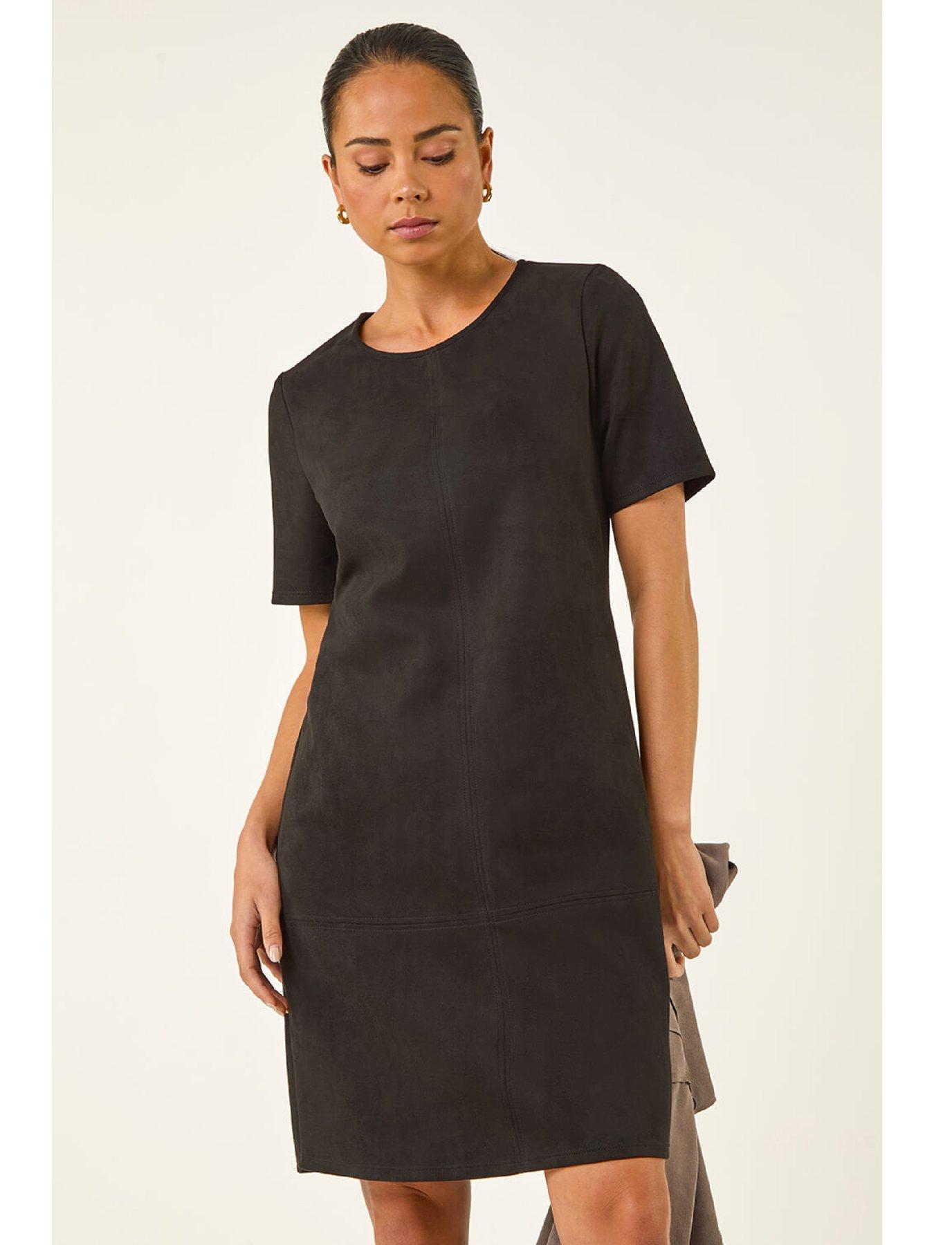 roman-petite-faux-suede-stretch-shift-dress