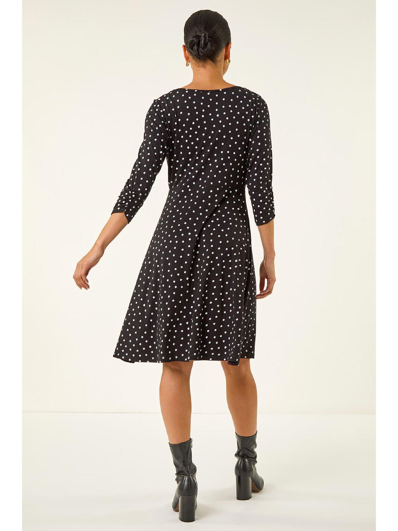 Image 2 of 5 of Roman Petite Polka Dot Lace Trim Dress
