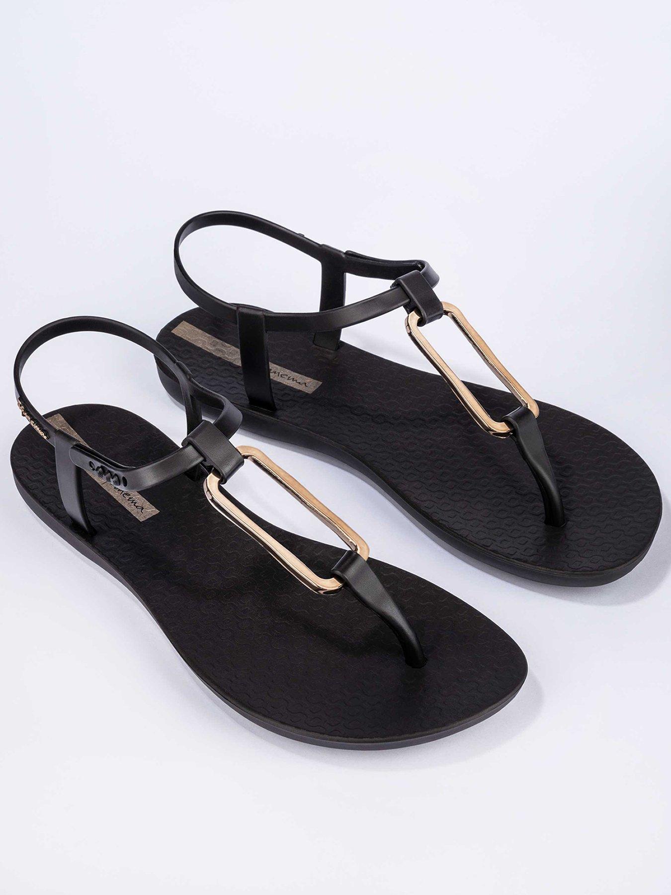Ipanema Class Modern Metal Hardware Sandal - Black
