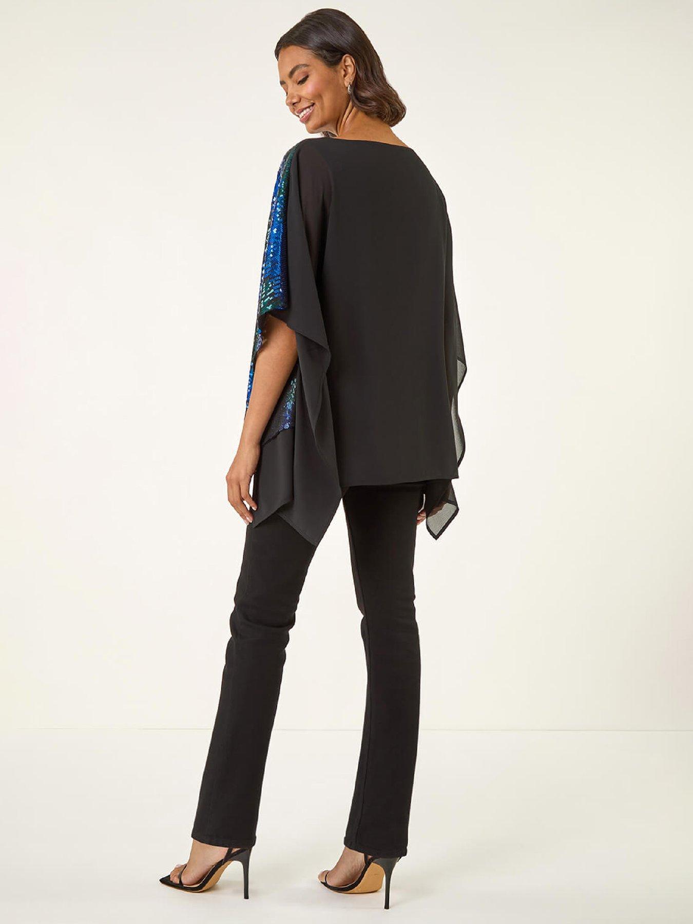 Image 2 of 5 of Roman Ombre Sequin Mesh Chiffon Top
