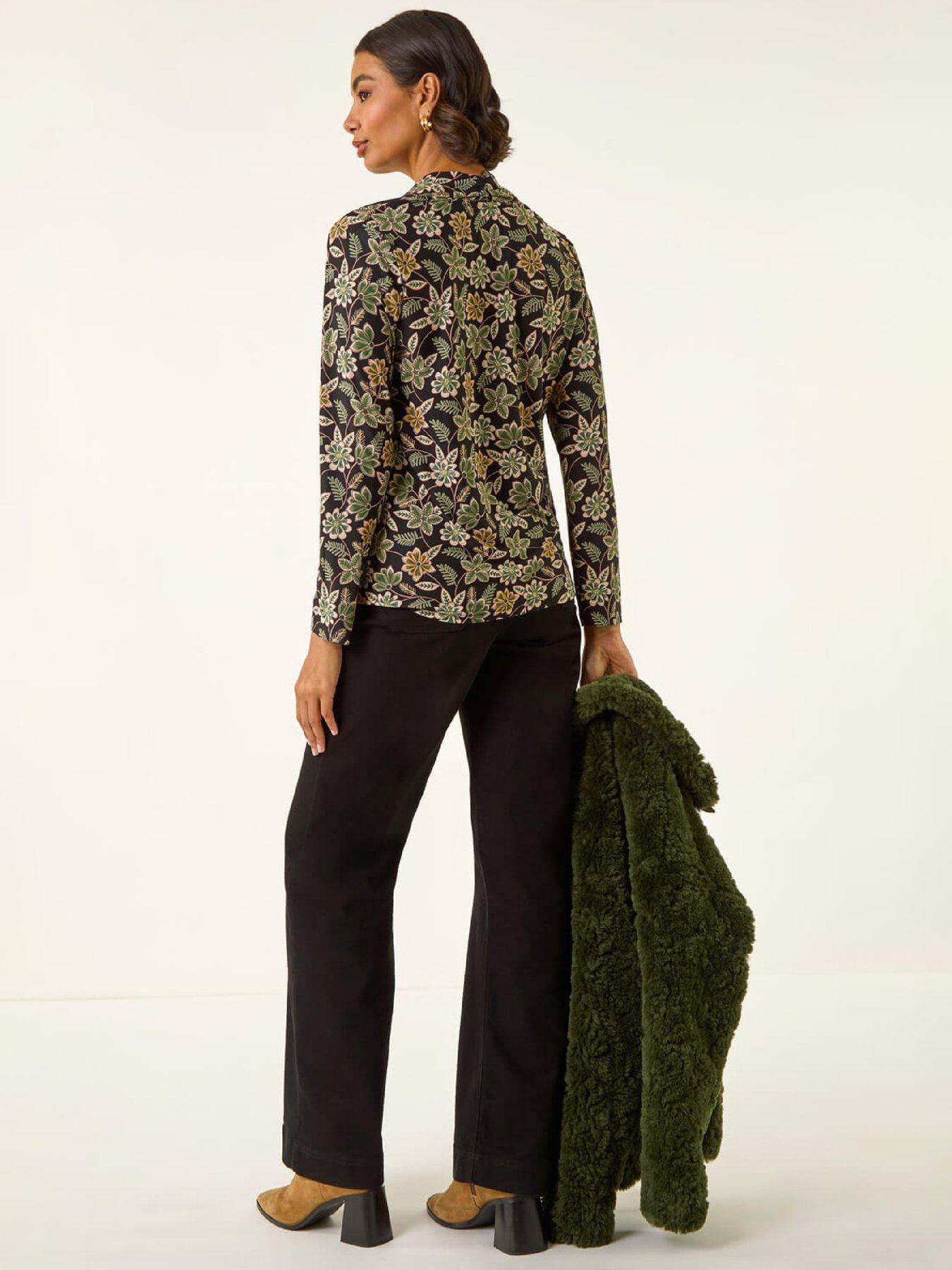 Image 2 of 5 of Roman Floral Print V-neck Top