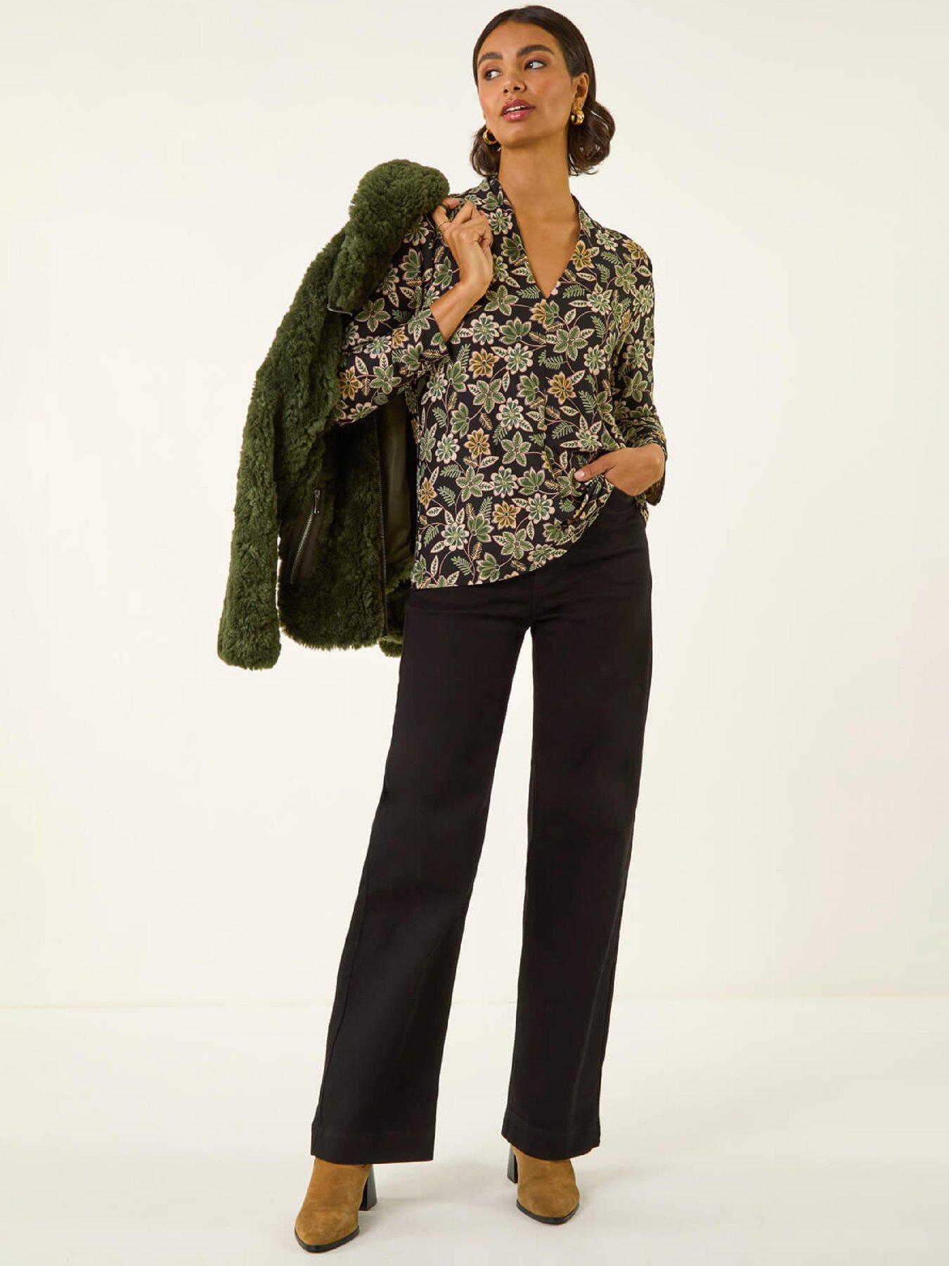 Image 3 of 5 of Roman Floral Print V-neck Top