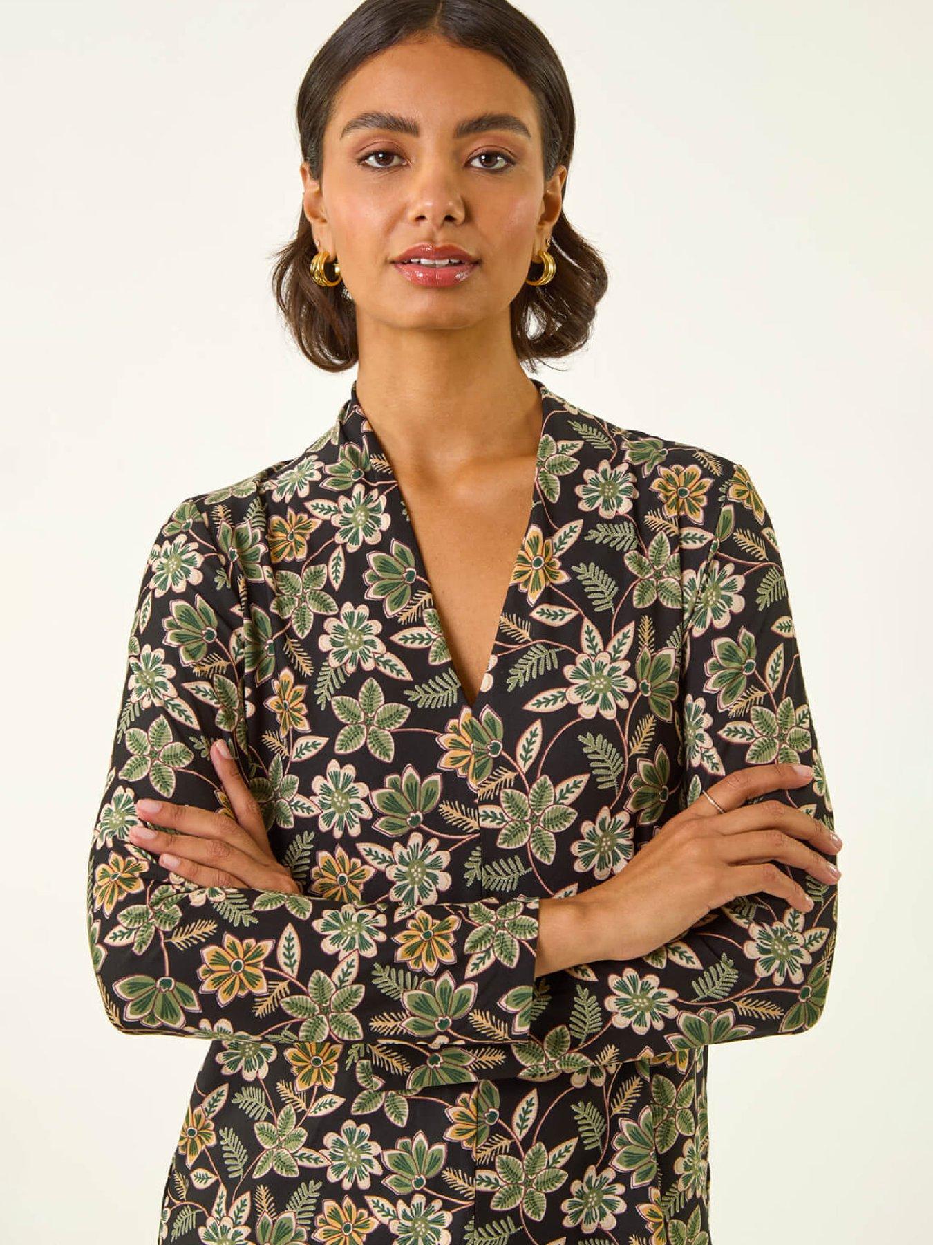 Image 4 of 5 of Roman Floral Print V-neck Top