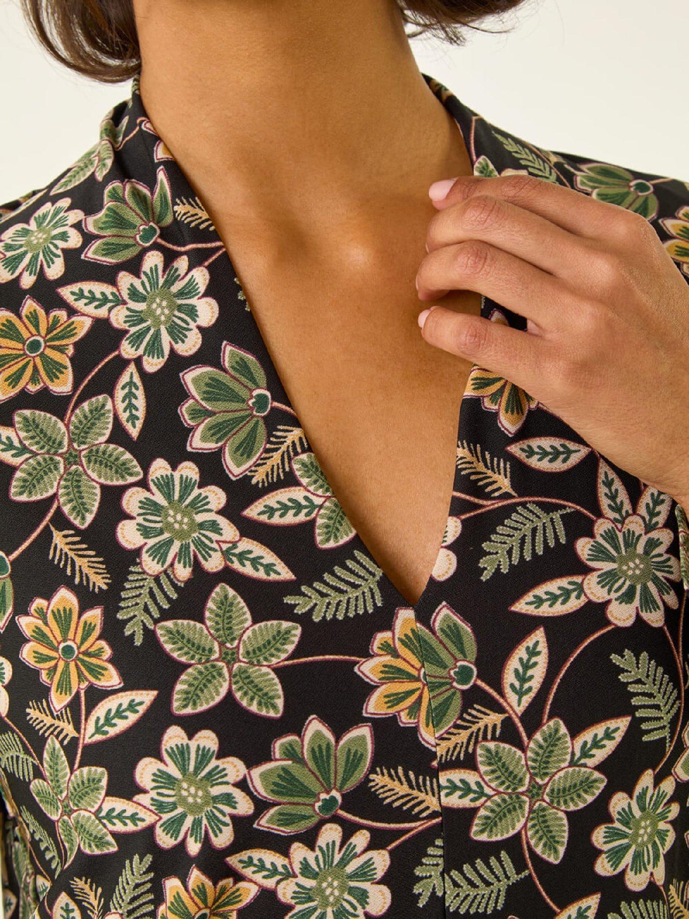 Image 5 of 5 of Roman Floral Print V-neck Top