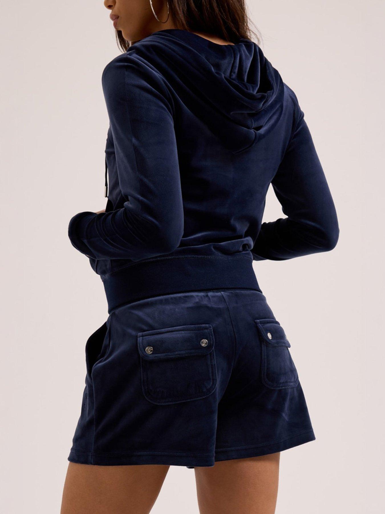 Image 2 of 6 of Juicy by Juicy Couture Eve Velour Shorts - Blue