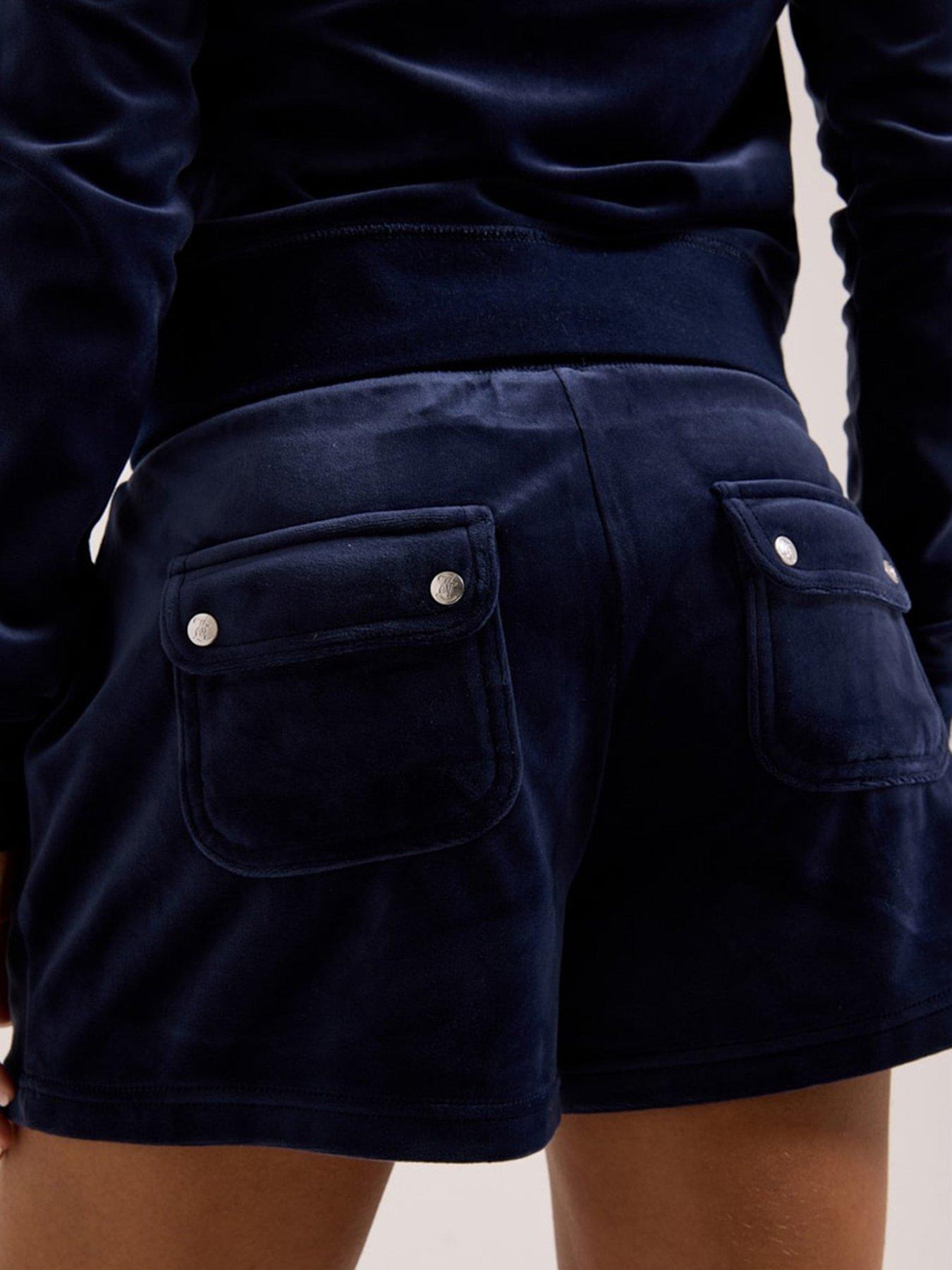 Image 4 of 6 of Juicy by Juicy Couture Eve Velour Shorts - Blue