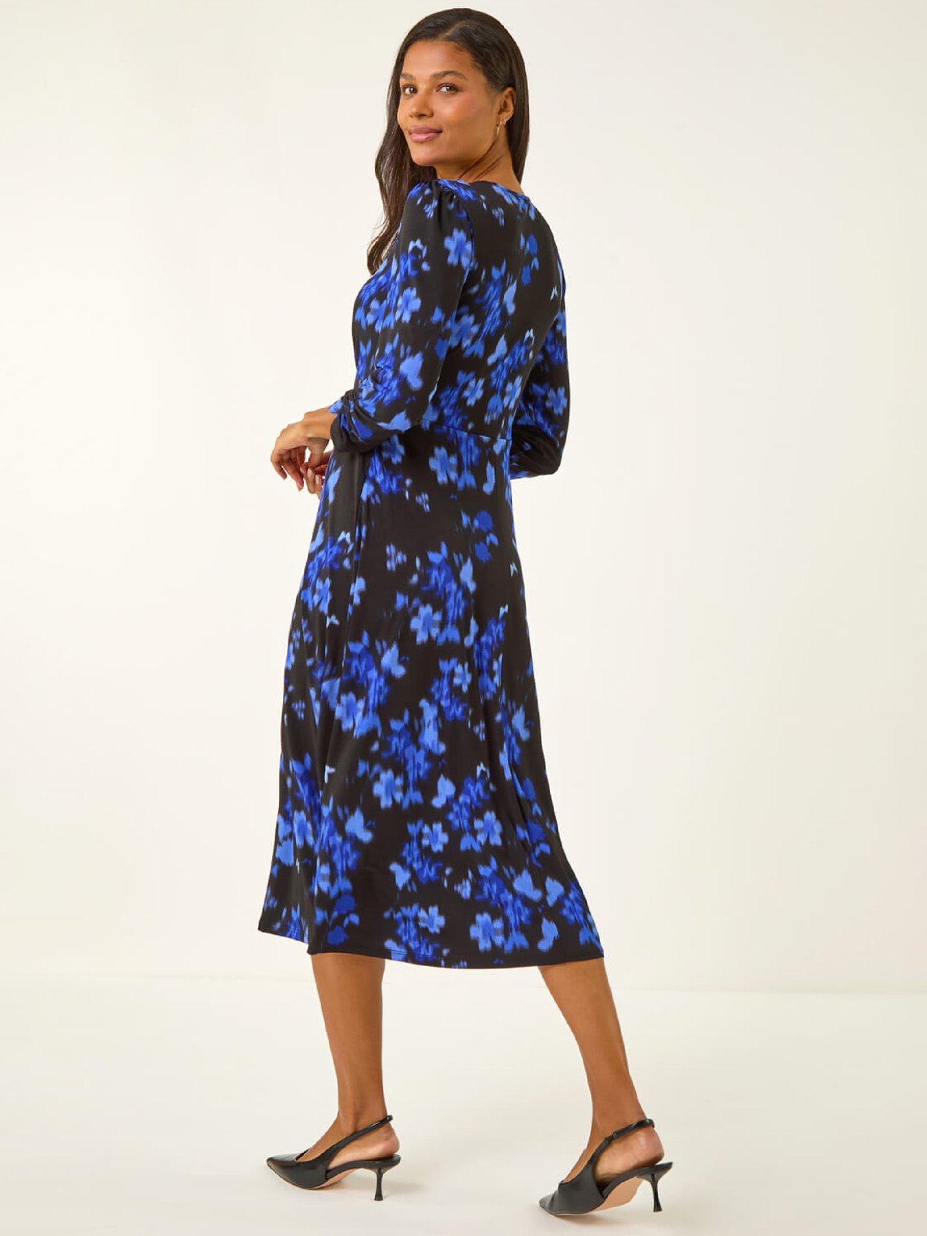 Image 2 of 5 of Roman Floral Print Button Midi Dress