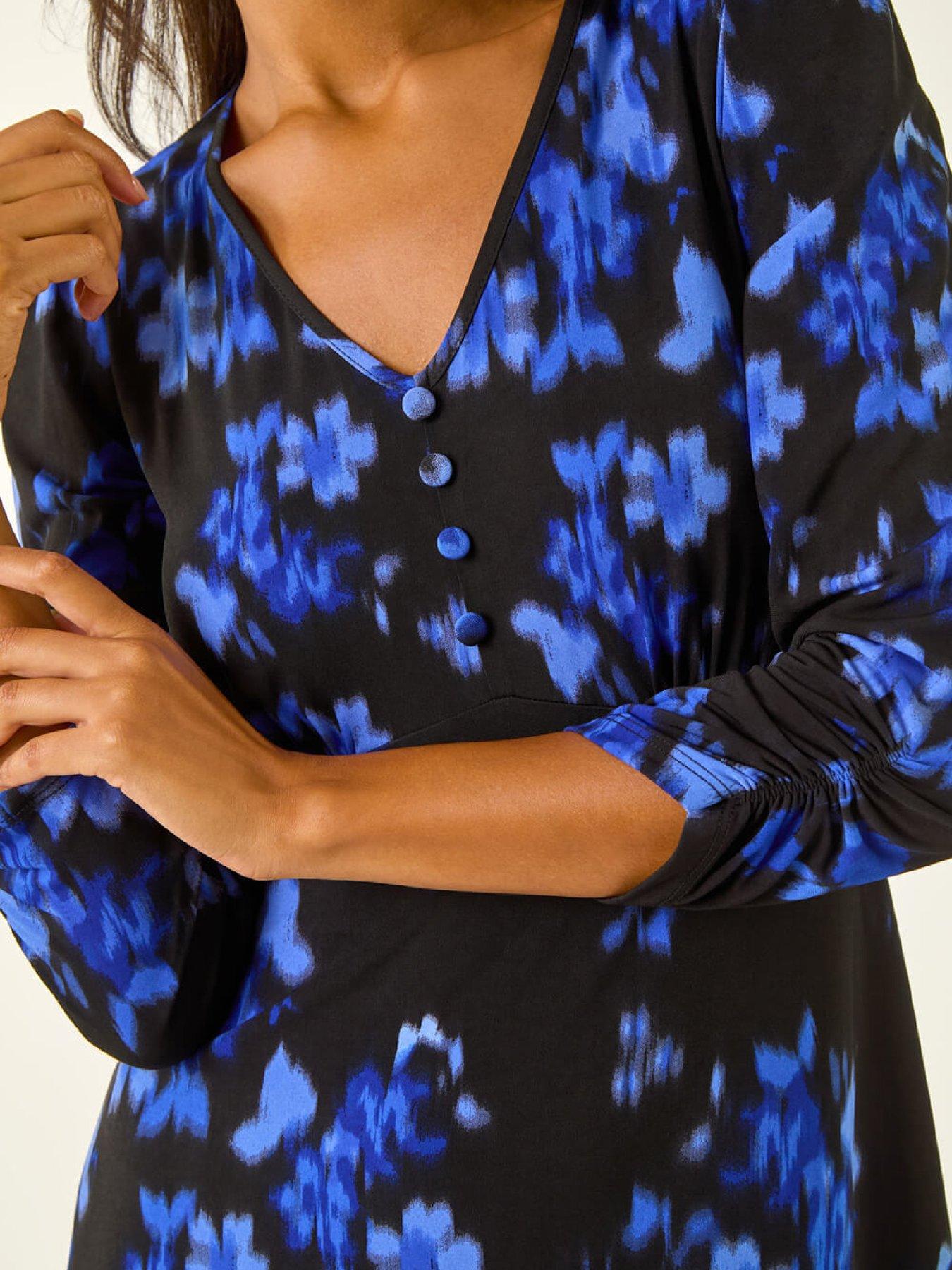Image 5 of 5 of Roman Floral Print Button Midi Dress
