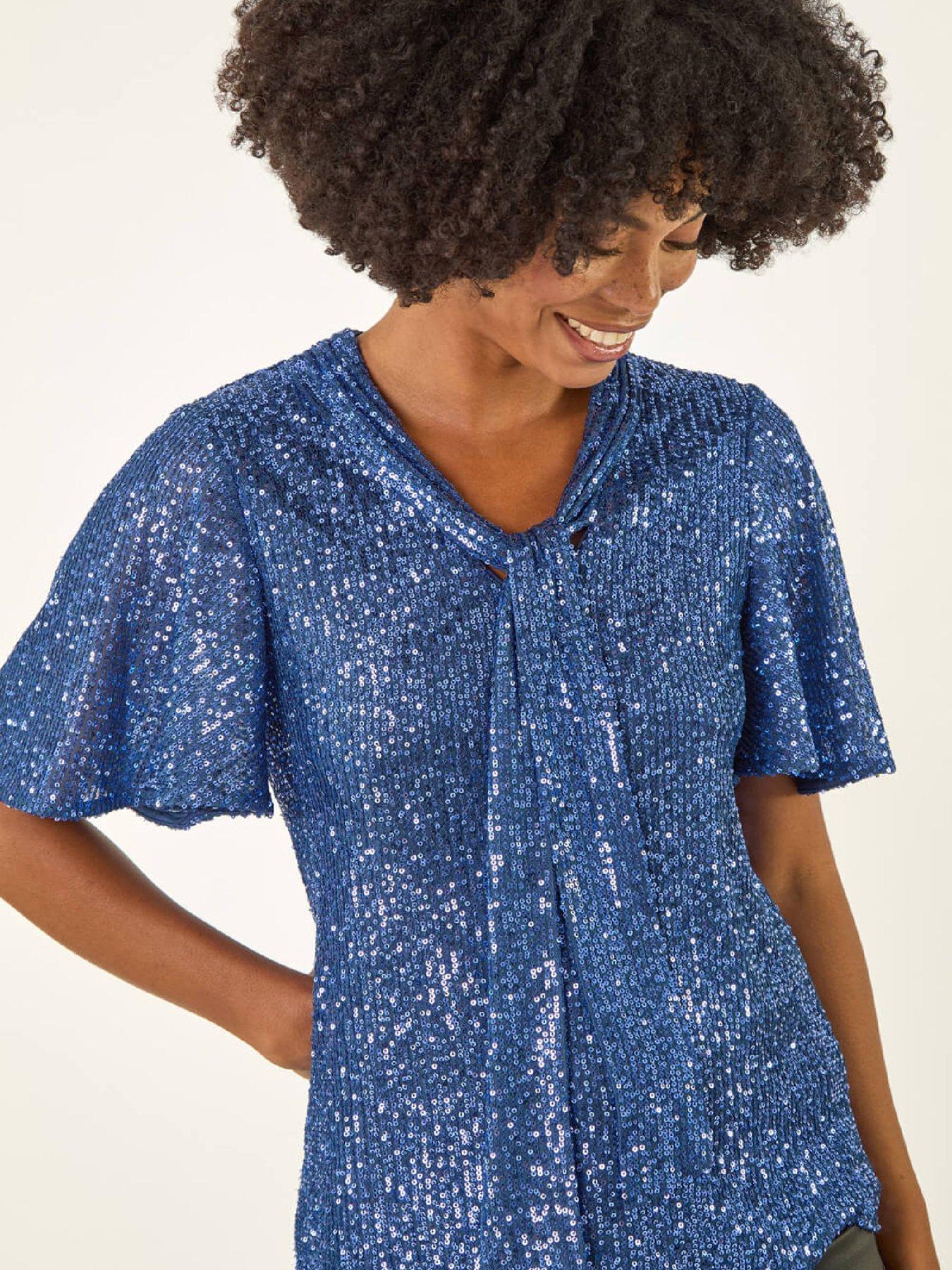 roman-sequin-tie-neck-topoutfit