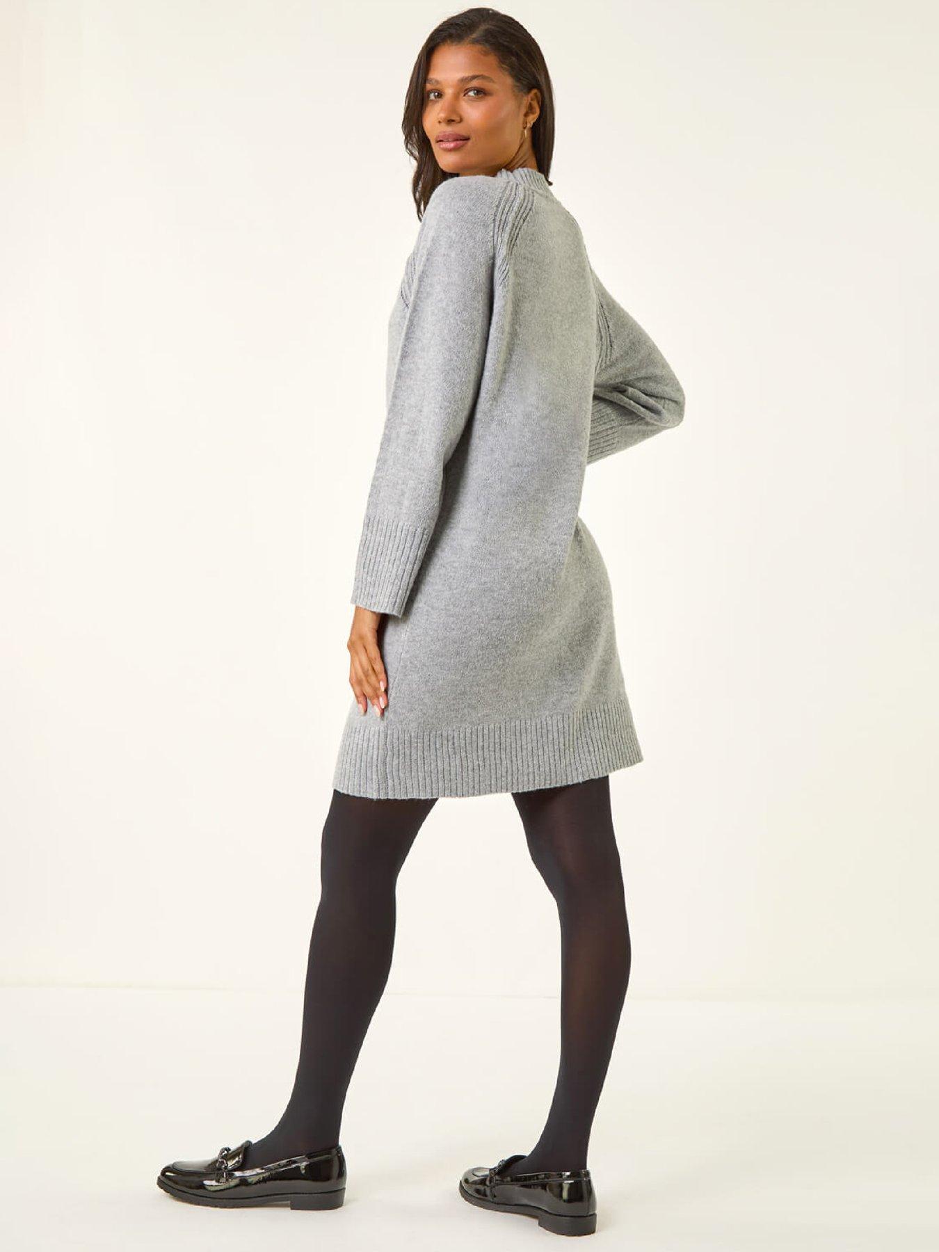 Image 2 of 5 of Roman High Neck Ribbed Knit Dress
