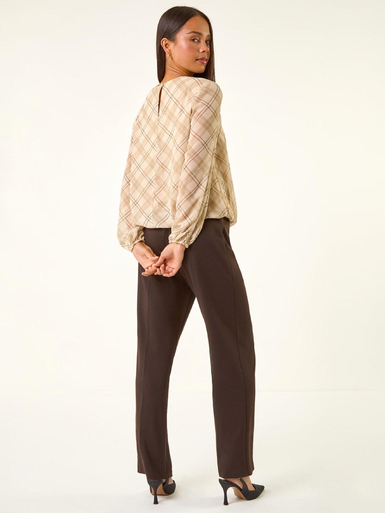 Image 2 of 5 of Roman Petite Check Bubble Hem Top