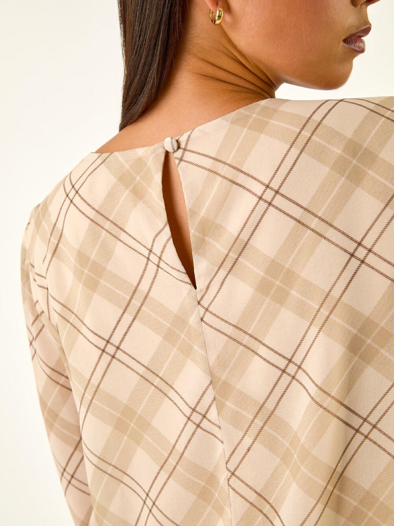 Image 5 of 5 of Roman Petite Check Bubble Hem Top