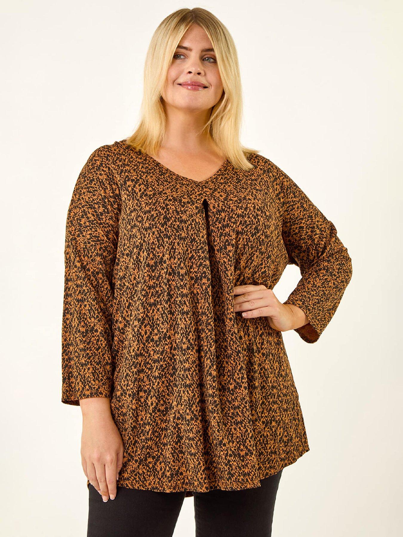 roman-curve-spot-print-v-neck-tunic-topfront