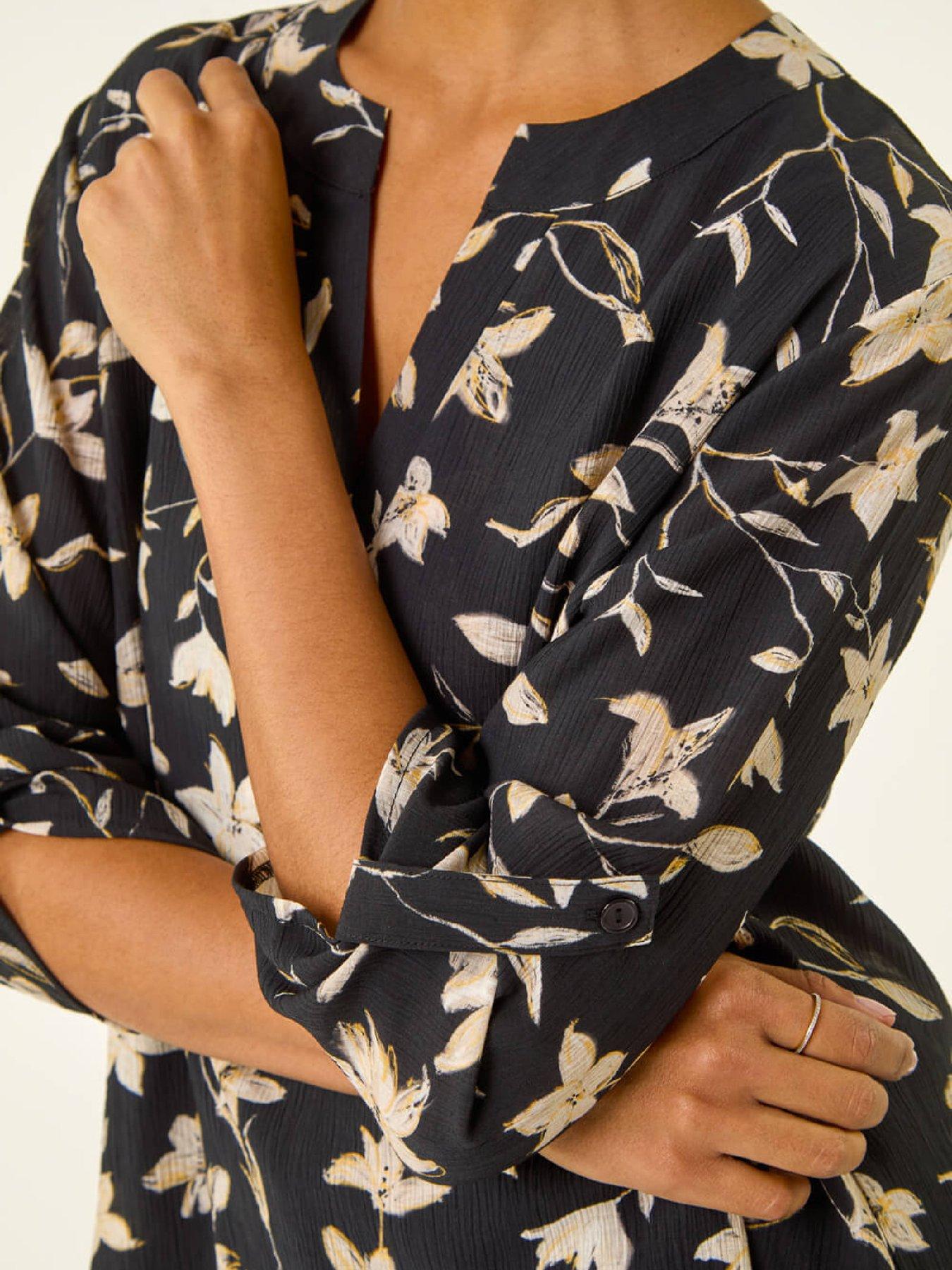 Image 5 of 5 of Roman Floral Wrap Hem Tunic Top