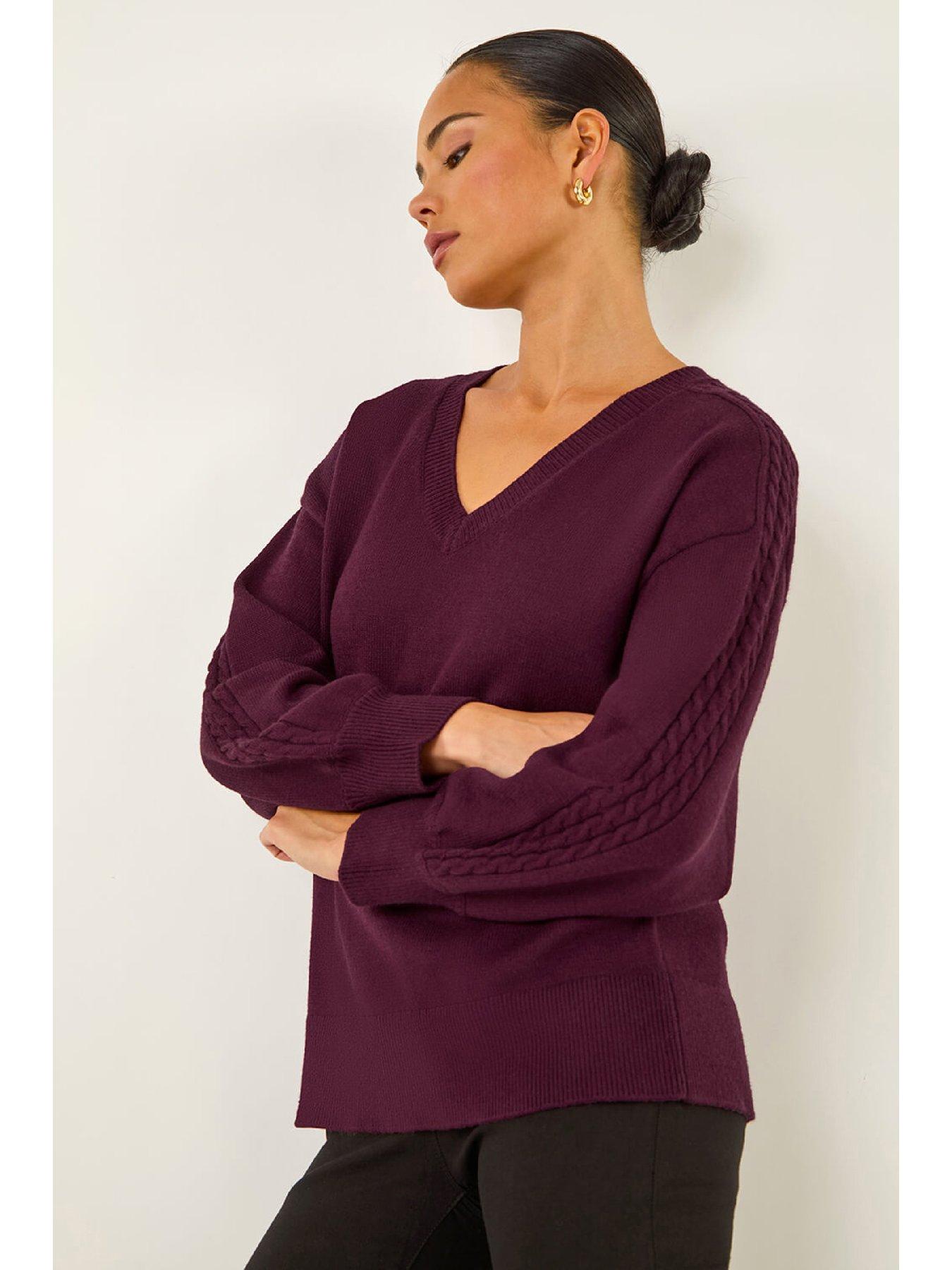 Image 1 of 5 of Roman Petite Contrast Sleeve Knit Jumper