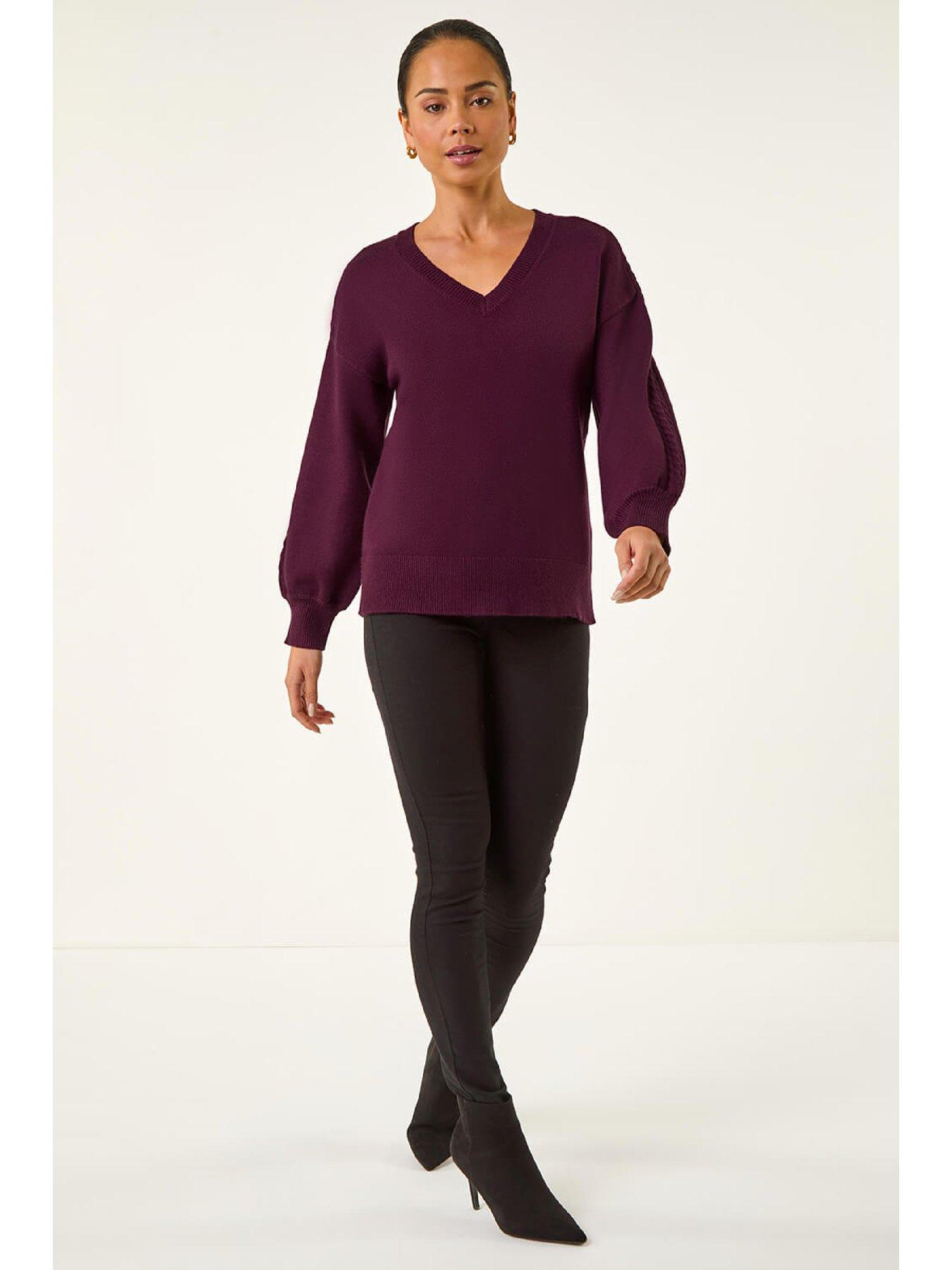 Image 3 of 5 of Roman Petite Contrast Sleeve Knit Jumper