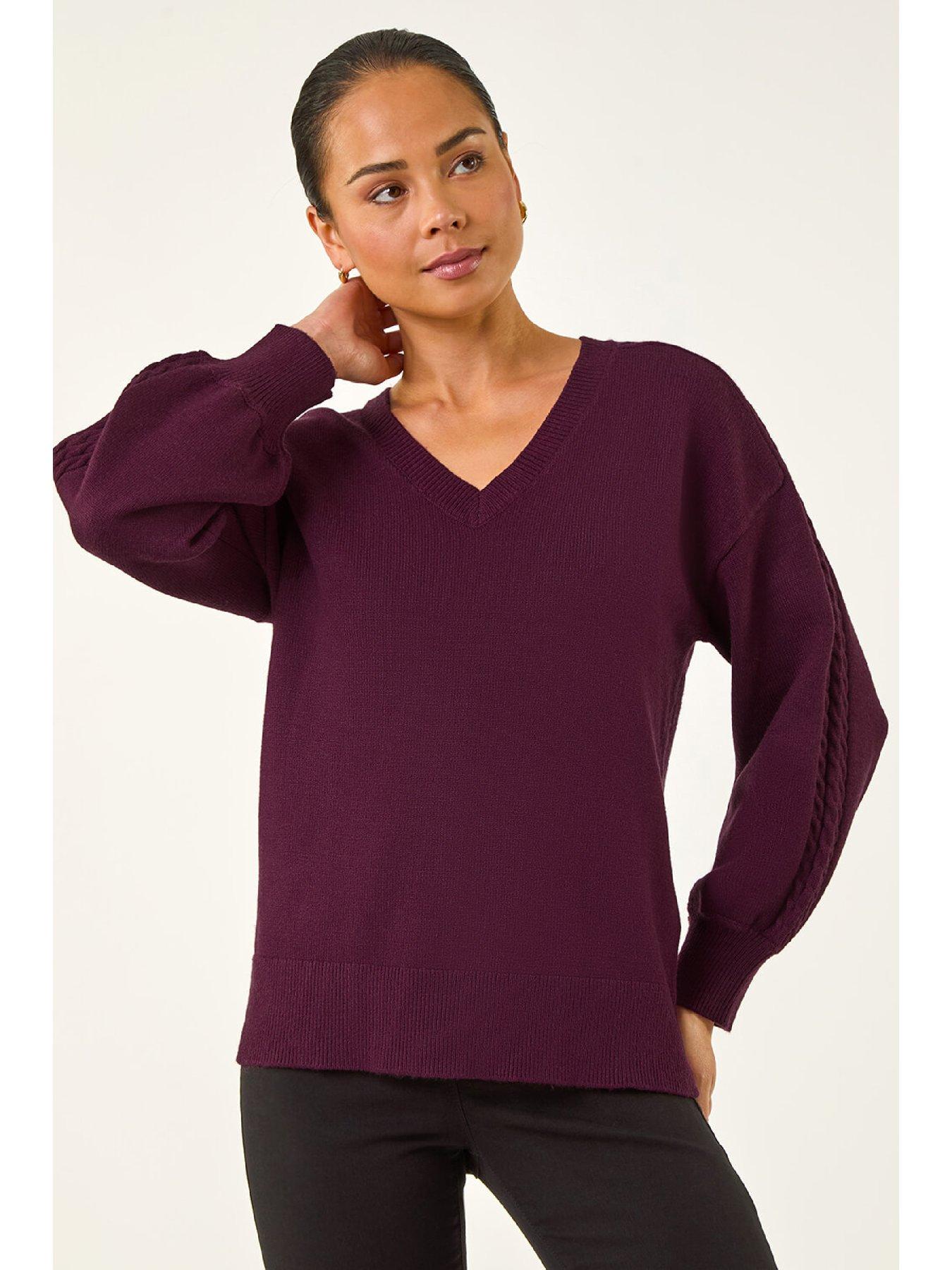 Image 4 of 5 of Roman Petite Contrast Sleeve Knit Jumper