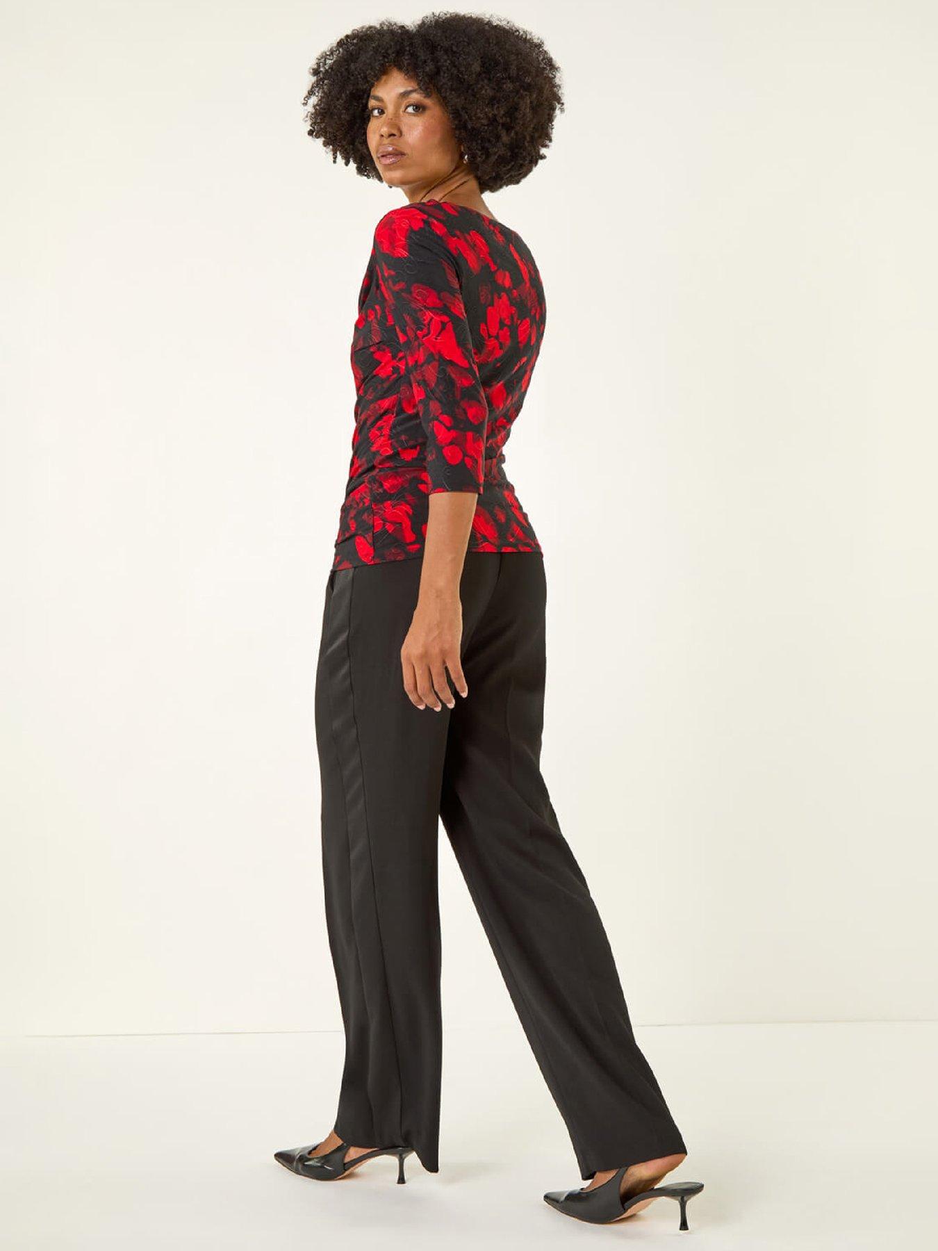 Image 2 of 5 of Roman Printed Cowl Neck Stretch Top