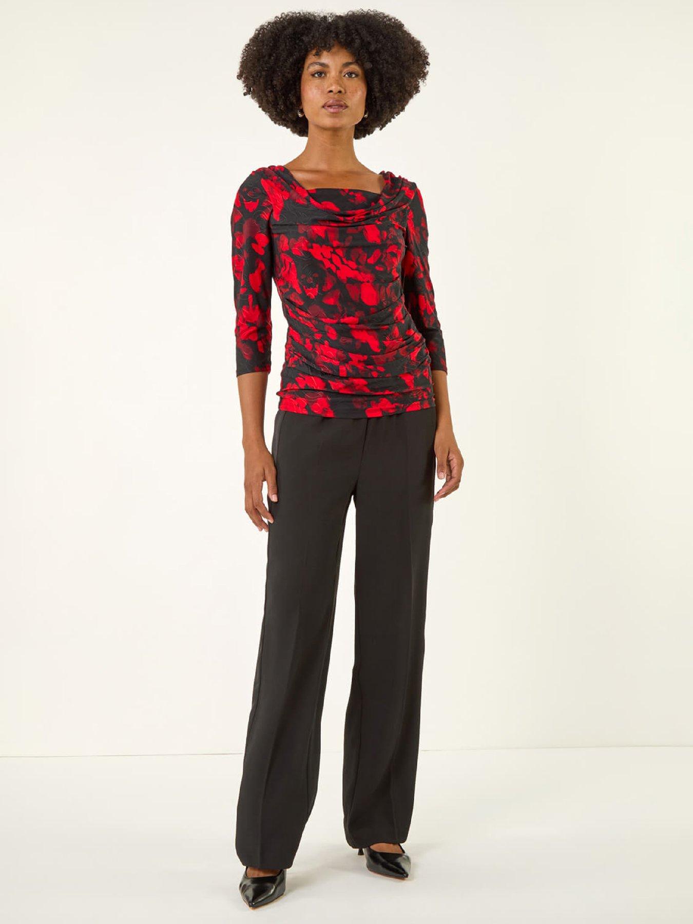 Image 3 of 5 of Roman Printed Cowl Neck Stretch Top