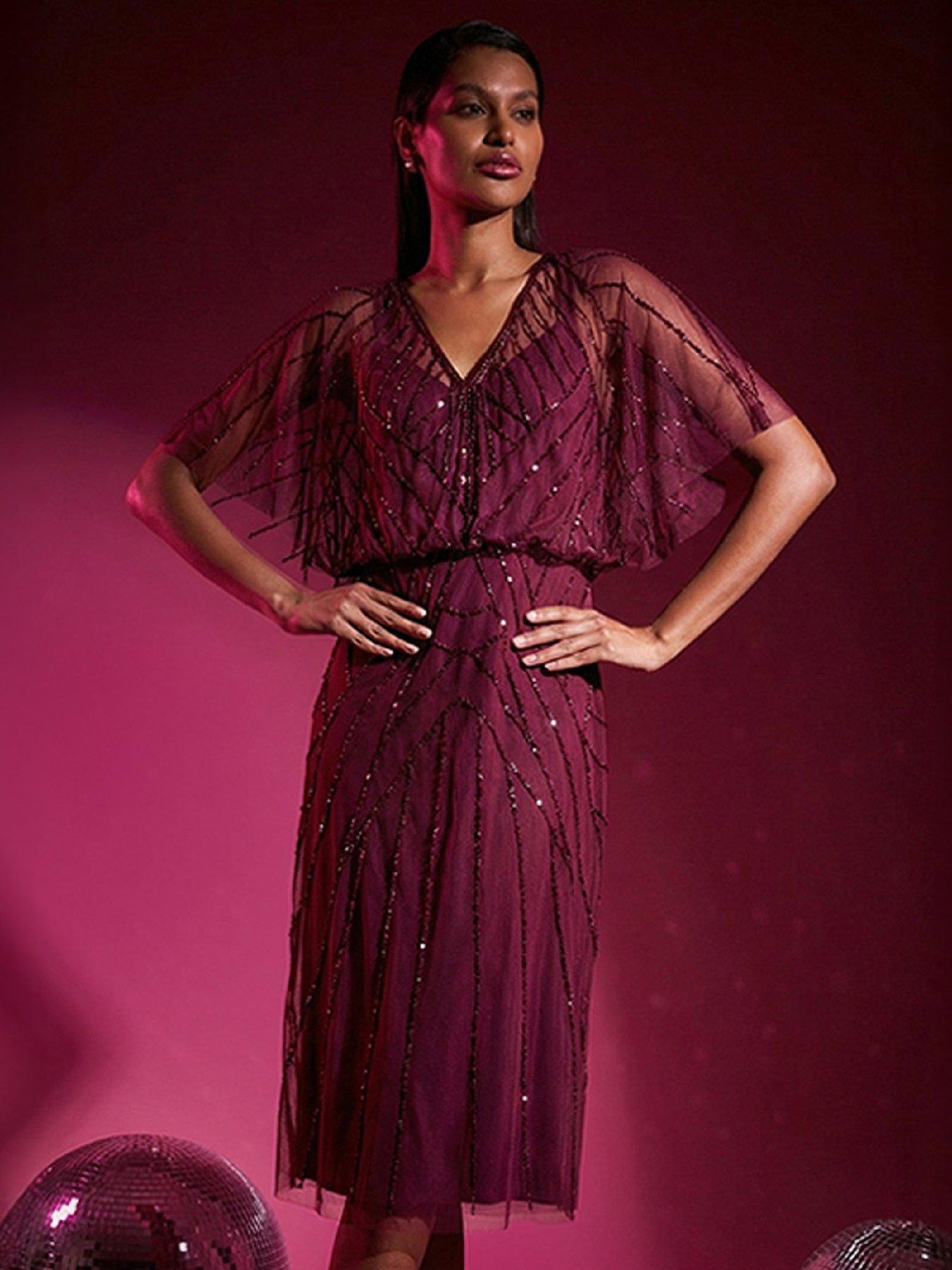 roman-embellished-v-neck-midi-dressfront
